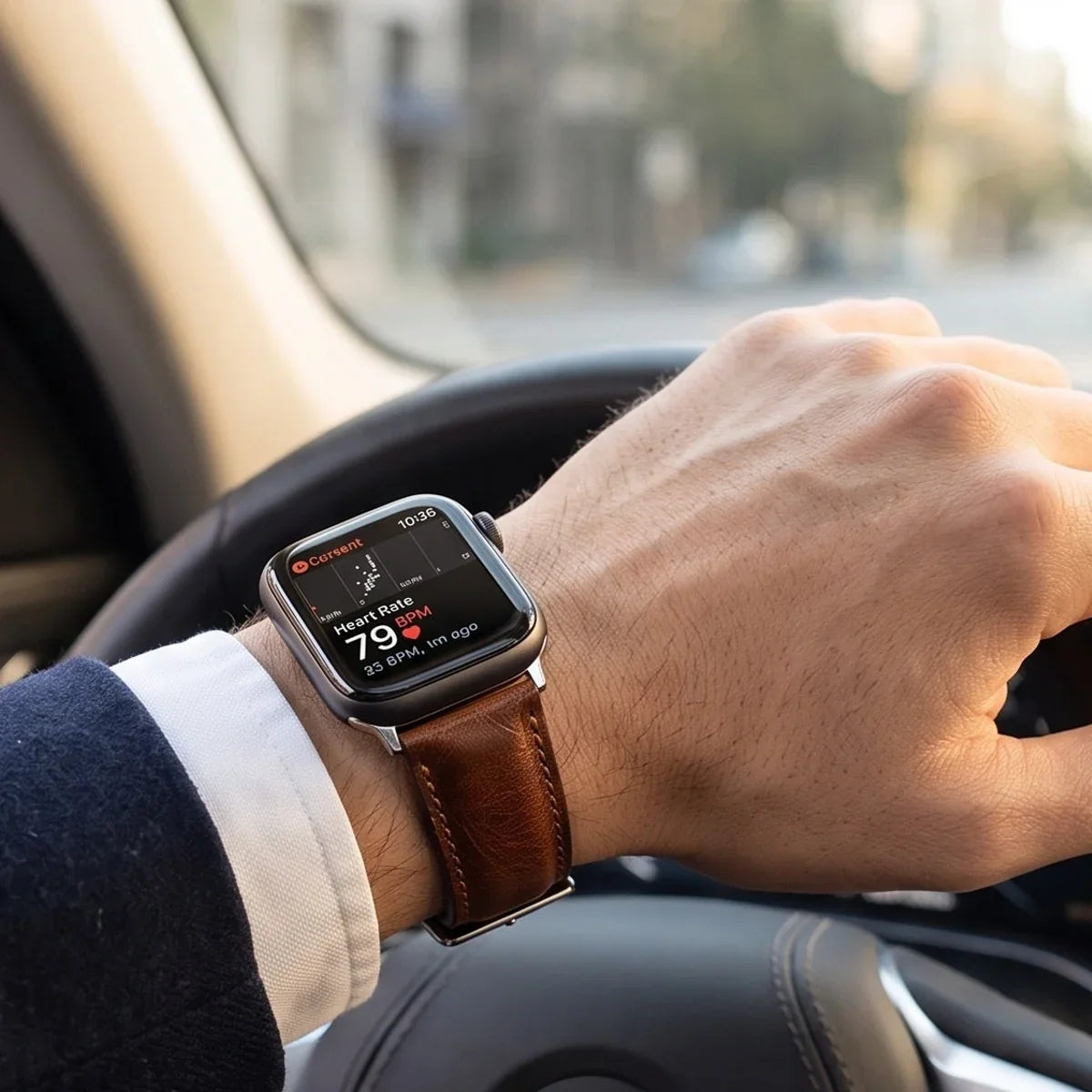 Brown Leather Apple Watch Series 12 Band