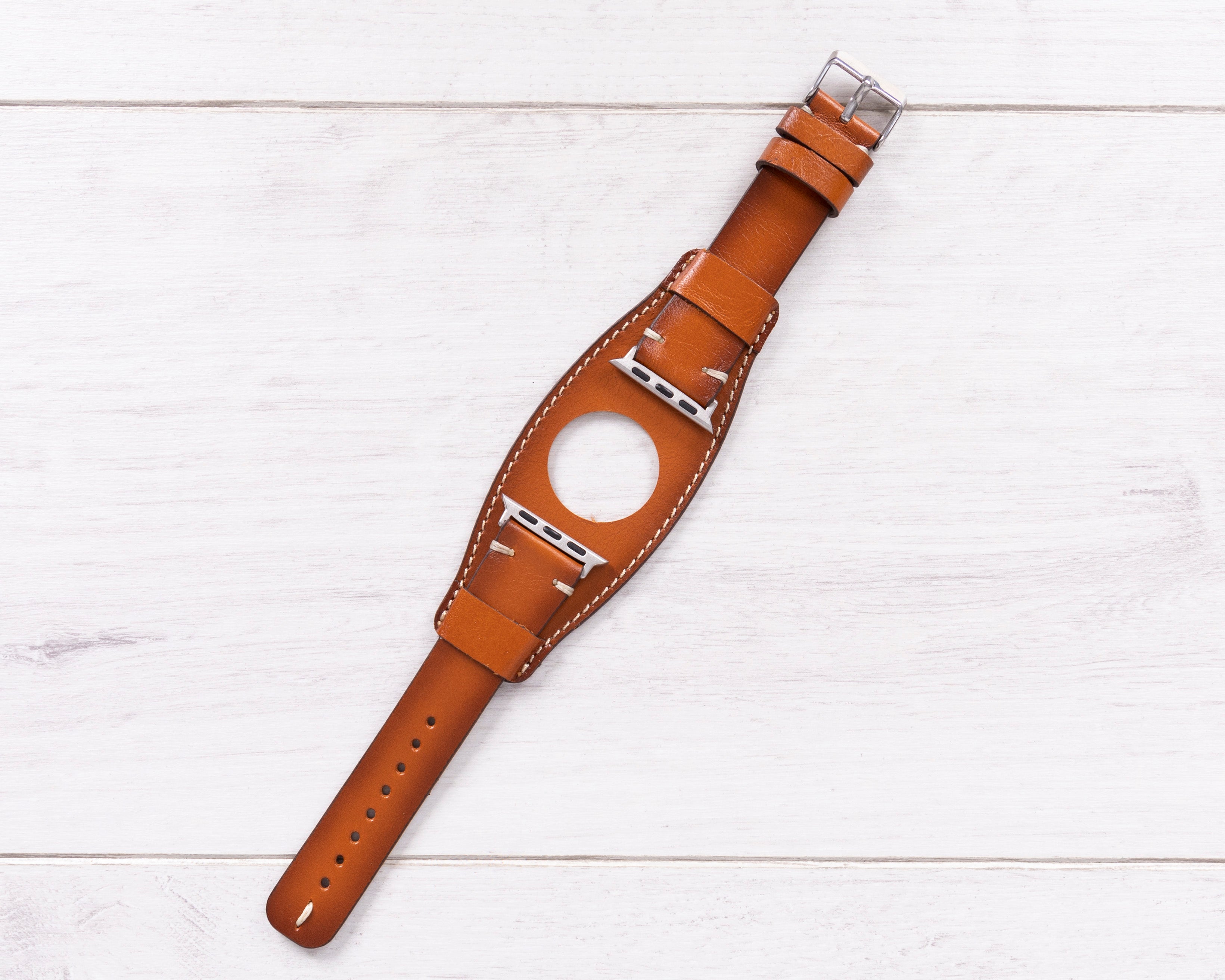Brown Full Grain Leather Cuff for Apple Watch