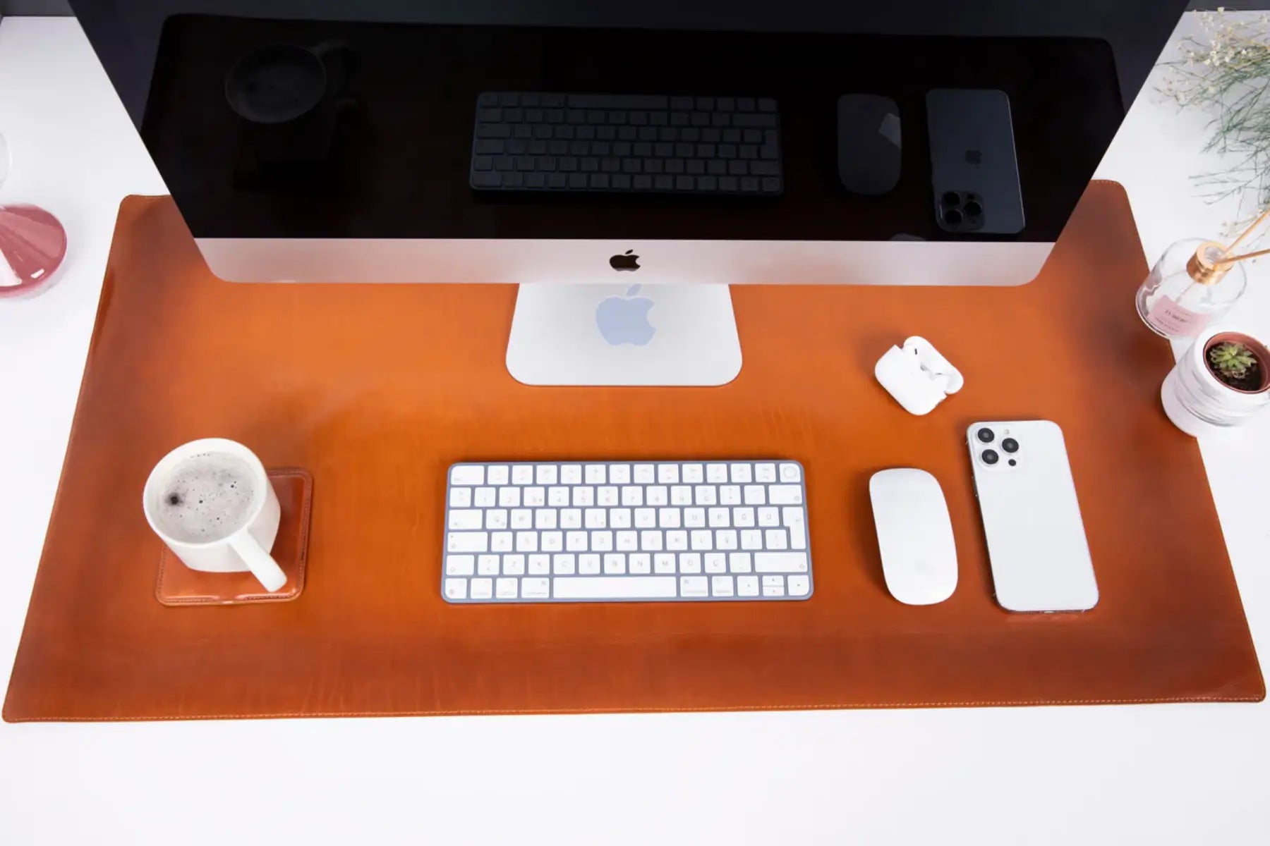 Burnished Tan Leather Desk Mat-Large Size