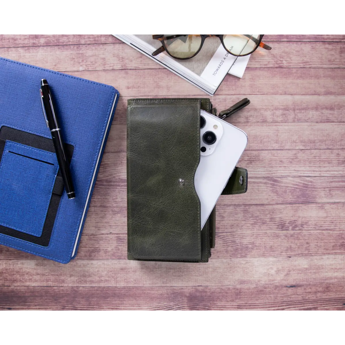 Women's Zipper Wallet-Green (Lozan)