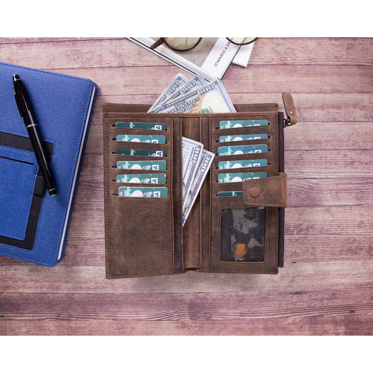 Women's Zipper Wallet-Brown (Lozan)