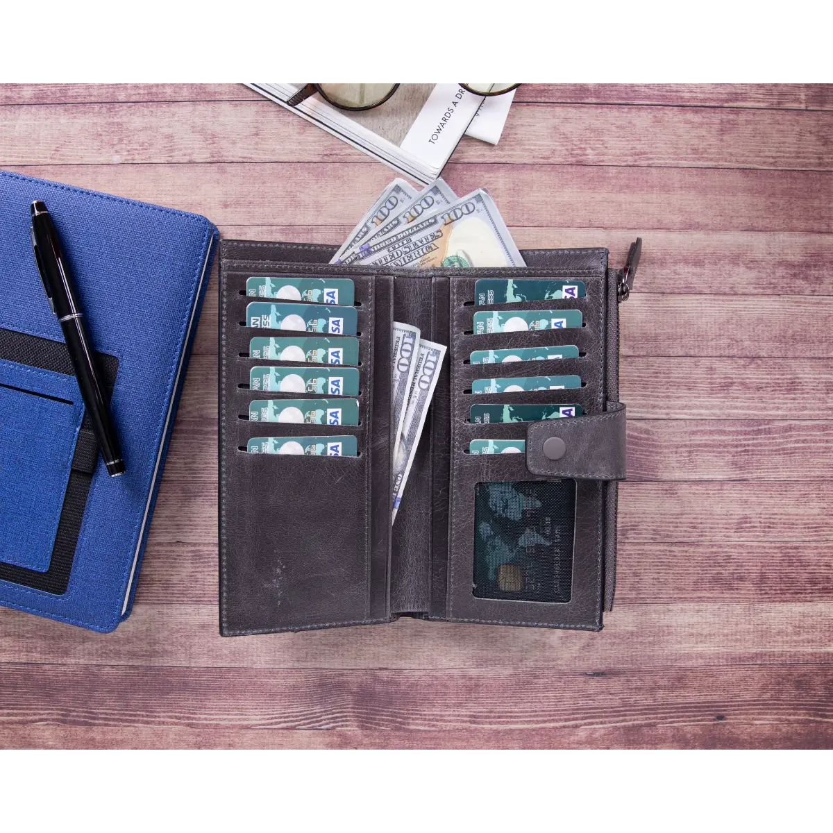 Women's Zipper Wallet-Gray (Lozan)