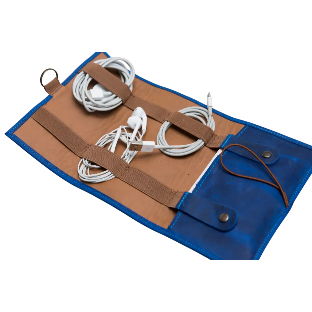 Blue Leather Cable Organizer
