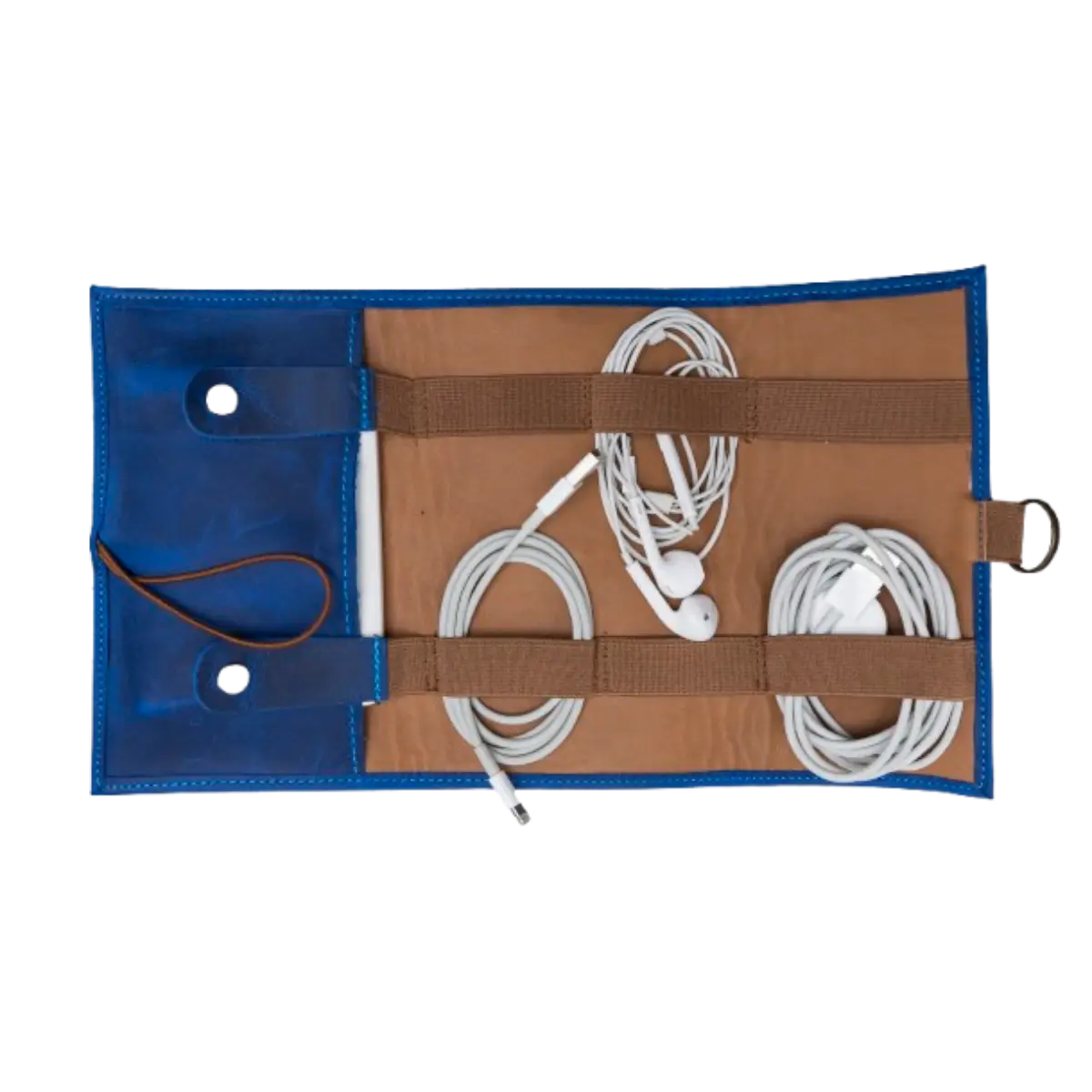 Blue Leather Cable Organizer