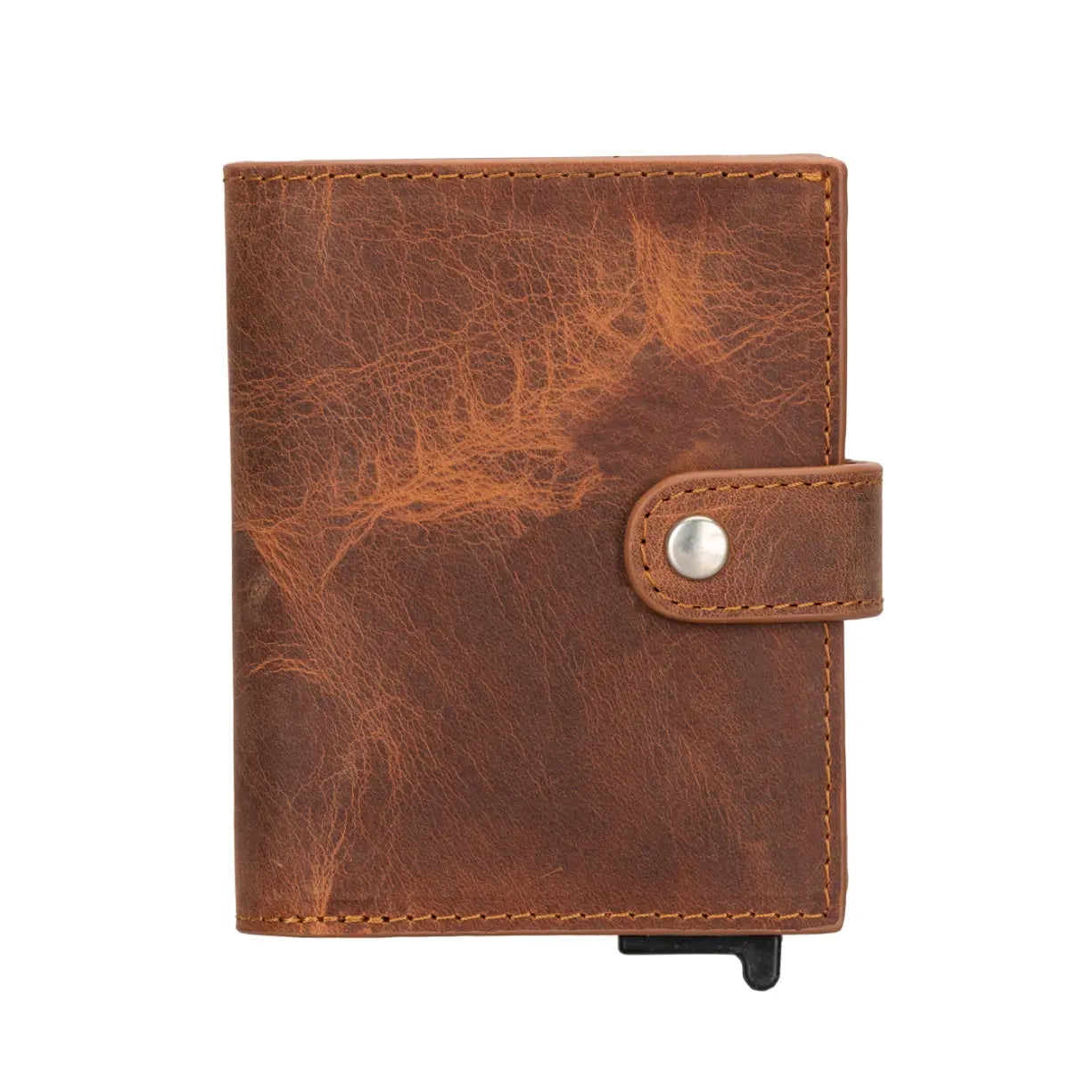 Palermo Leather Mechanical Card Holder-Distressed Brown