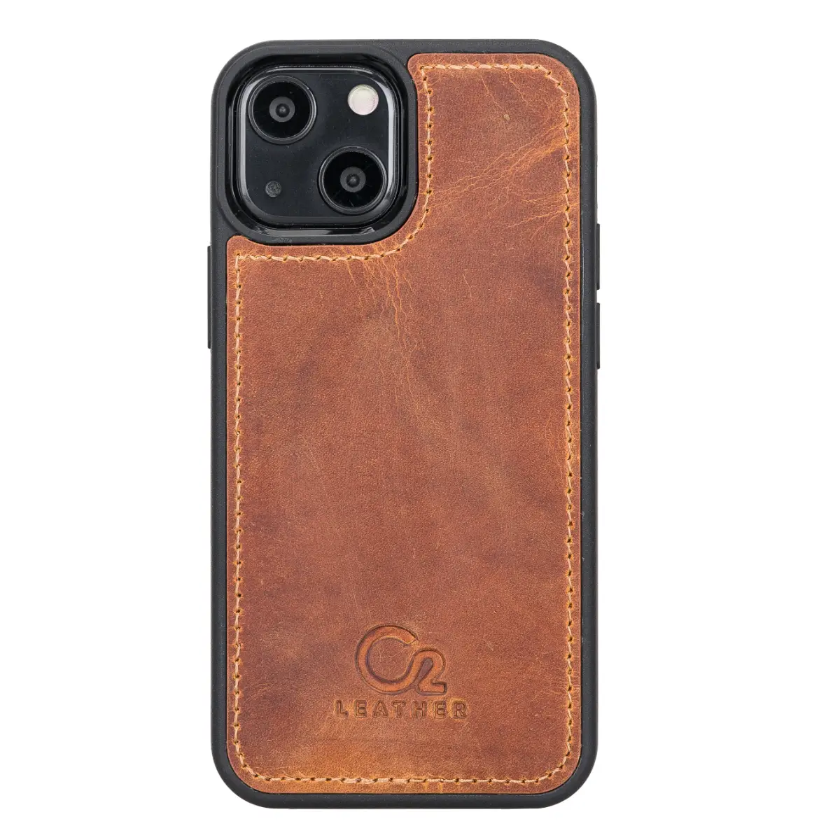 Camel Brown Leather Wallet Case for iPhone 13 Mini