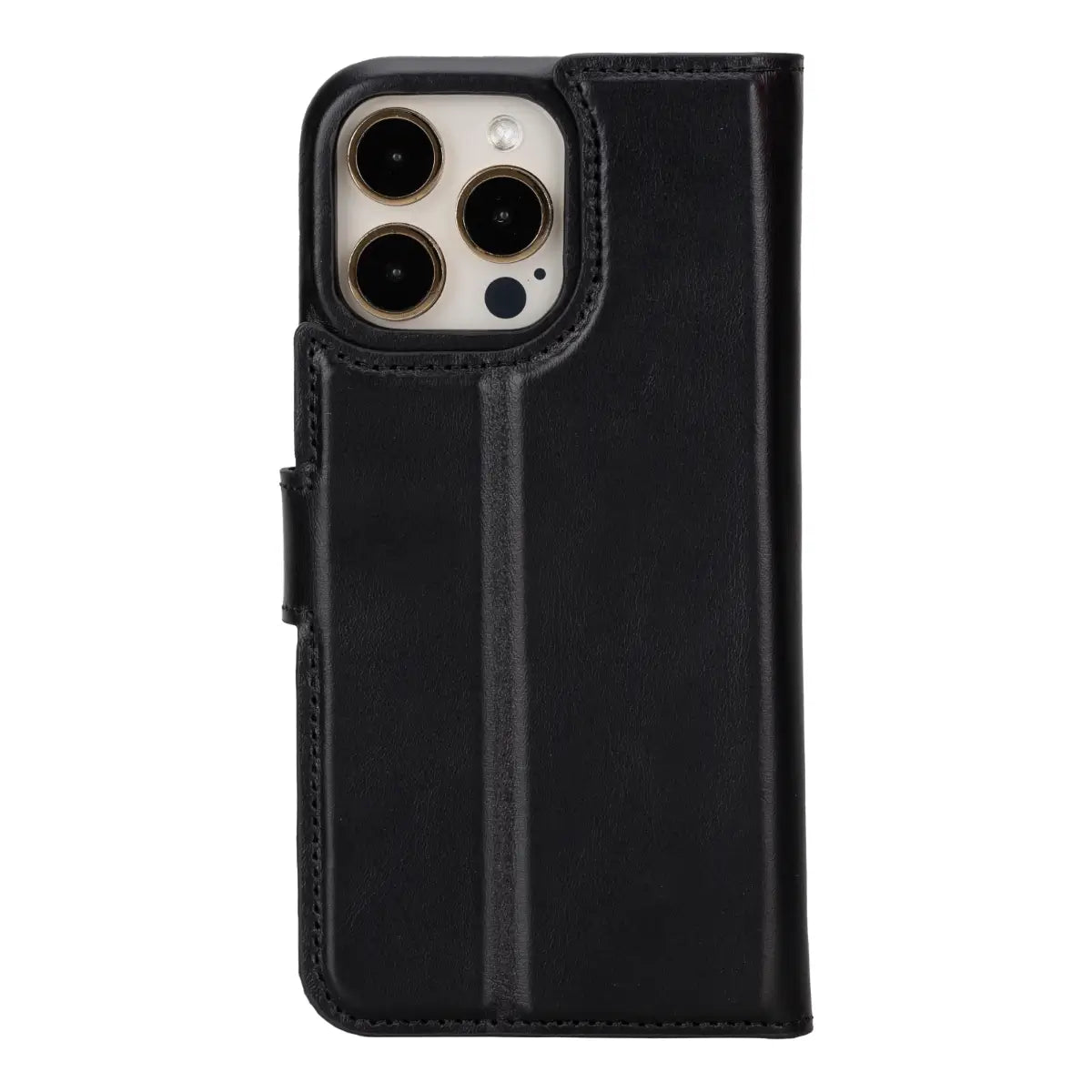 Black Leather Prestige Wallet Case for iPhone 15 Pro Max