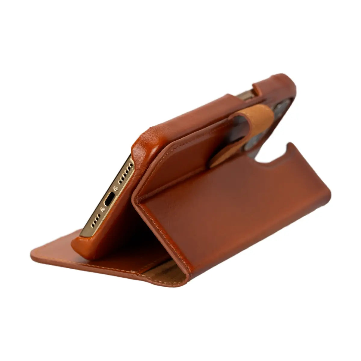 Burnished Tan Leather Prestige Wallet Case for iPhone 15 Pro Max