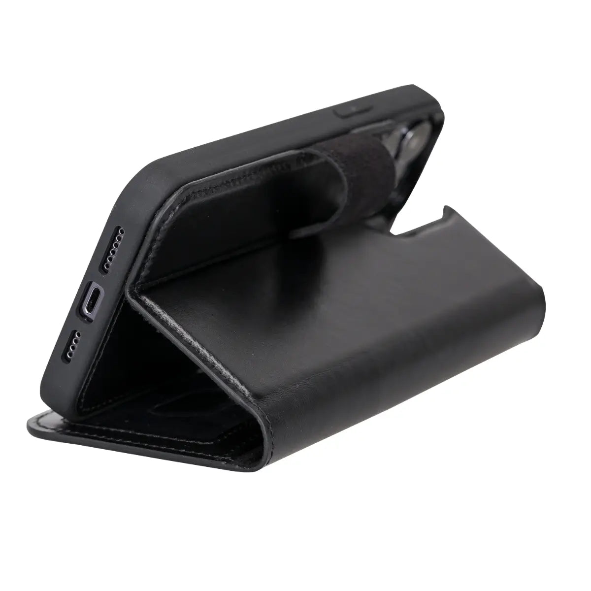 Black Leather Magnetic Wallet for iPhone 13 Pro MAX