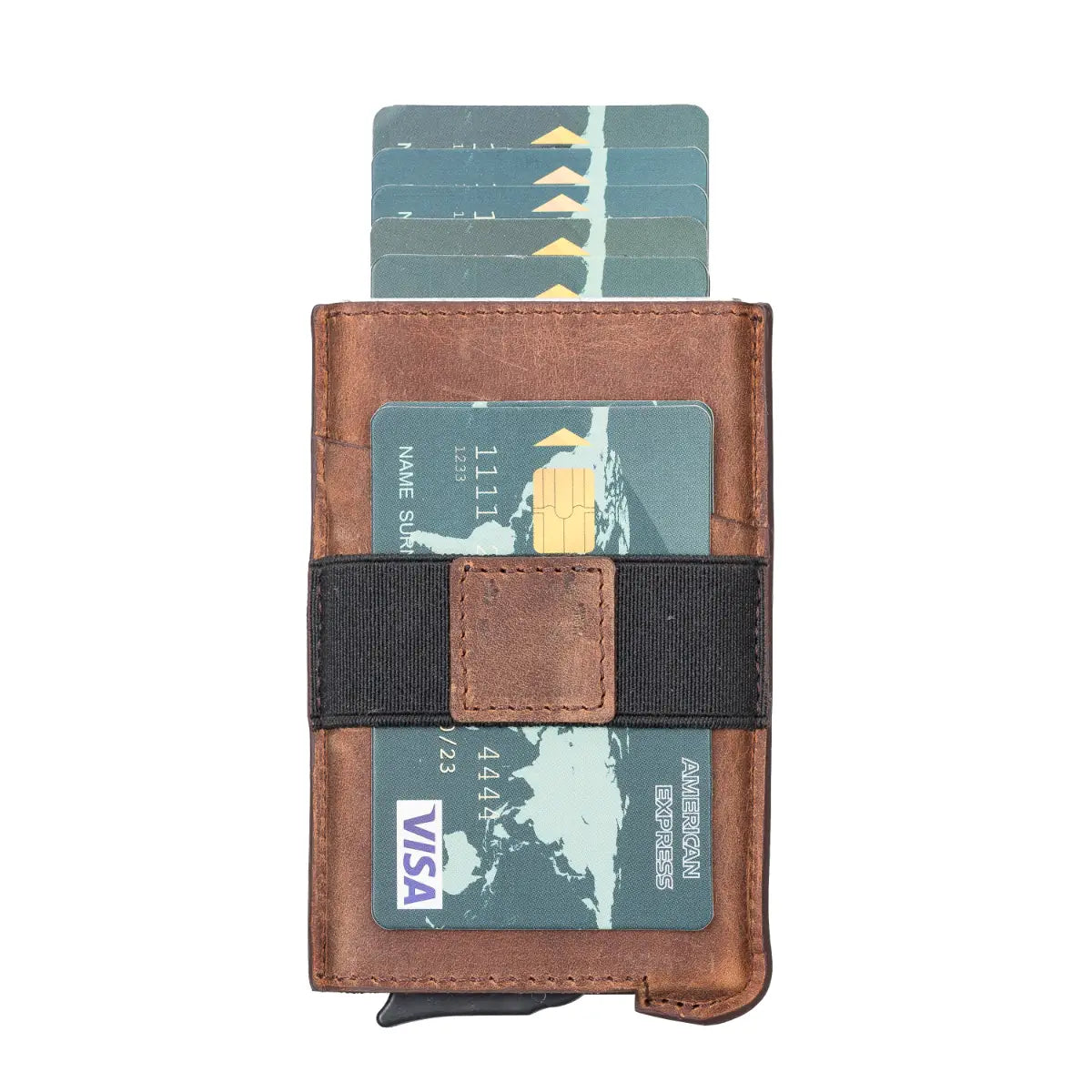 Thomson Luxury Leather Card Holder-Distressed Brown