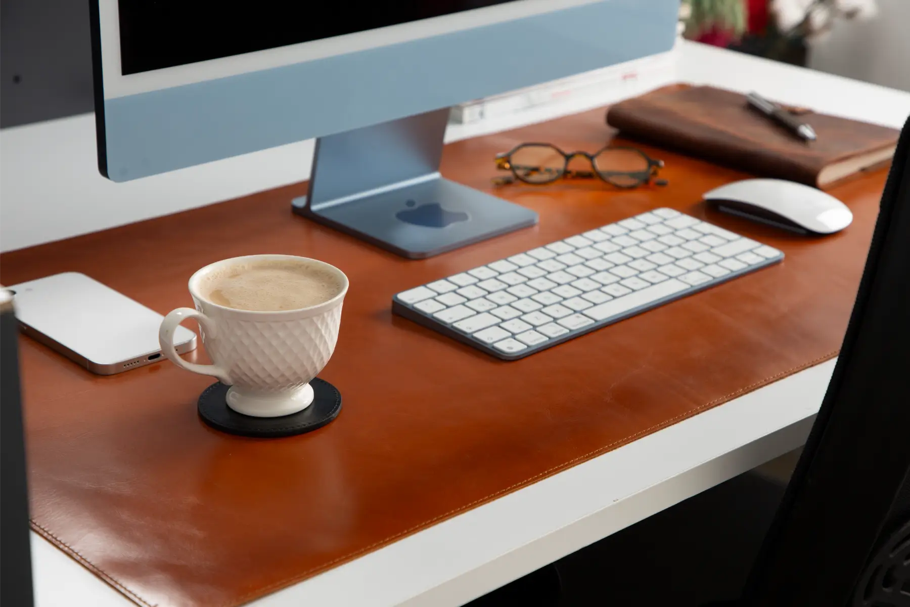 Burnished Tan Leather Desk Mat-Large Size