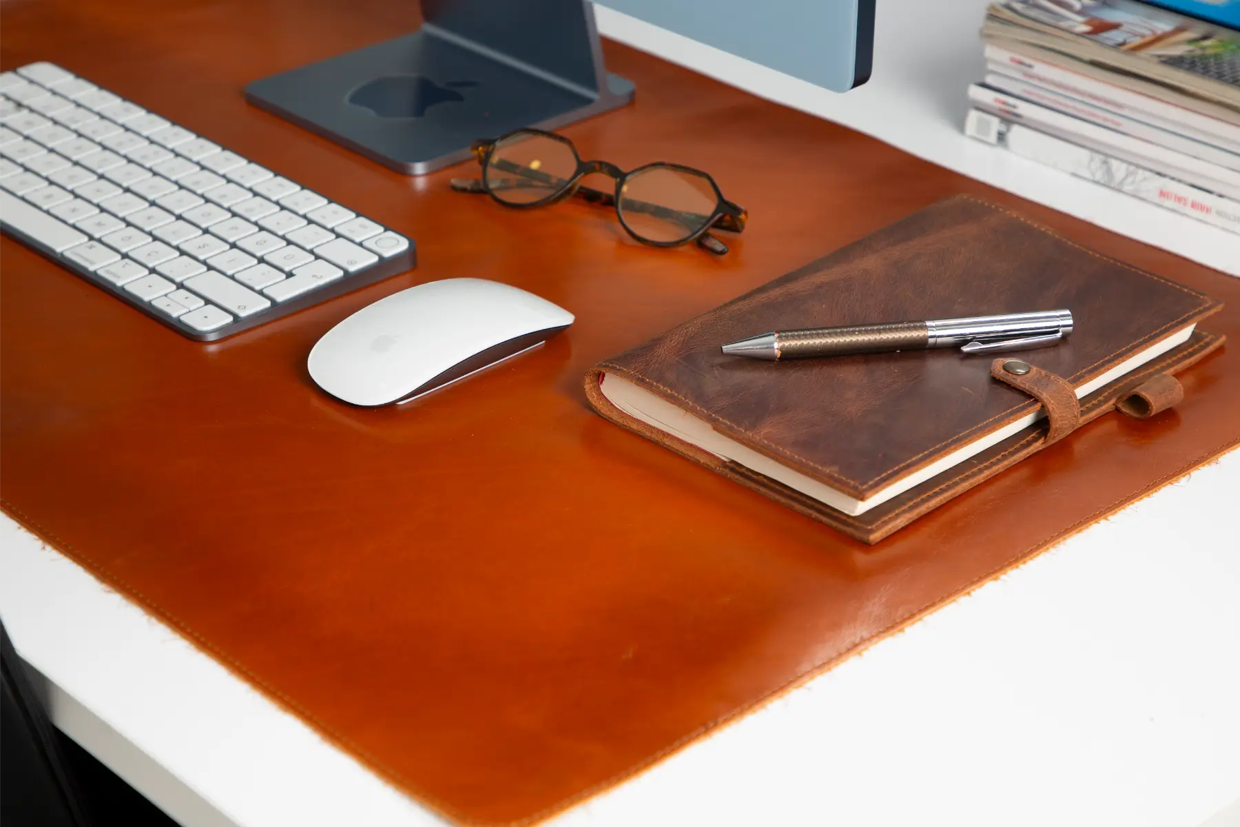 Burnished Tan Leather Desk Mat-Large Size