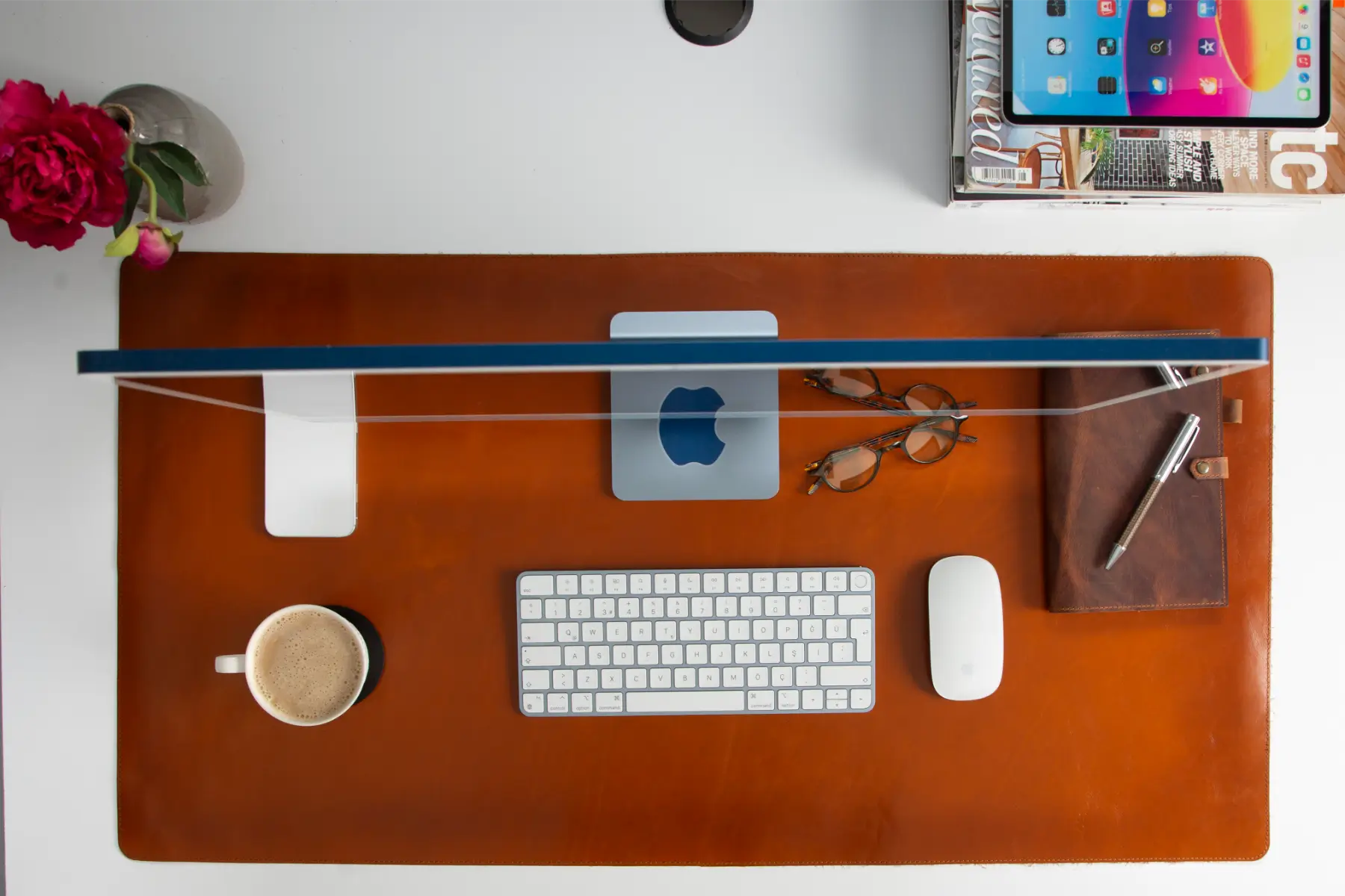 Burnished Tan Leather Desk Mat-Large Size