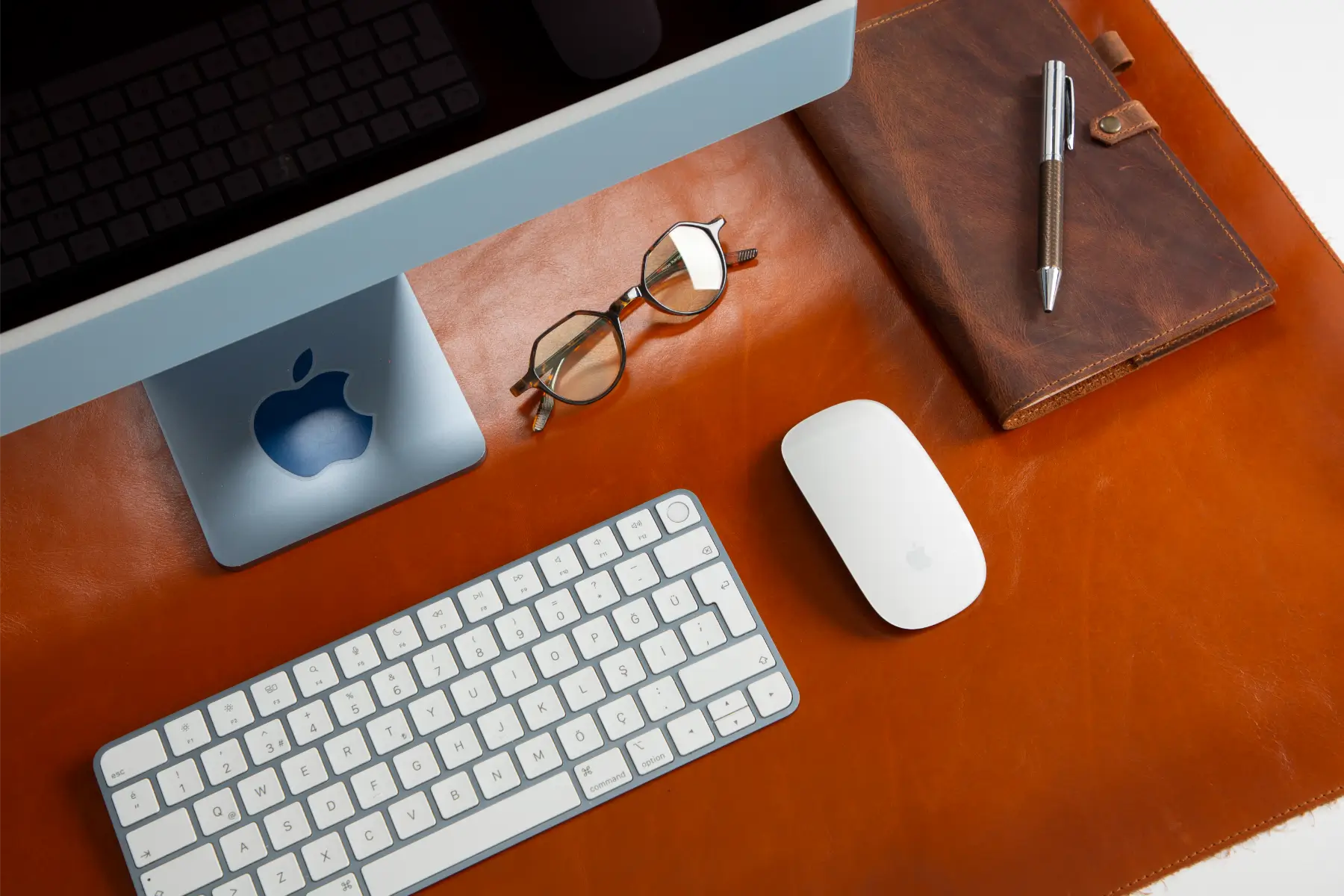 Burnished Tan Leather Desk Mat-Large Size