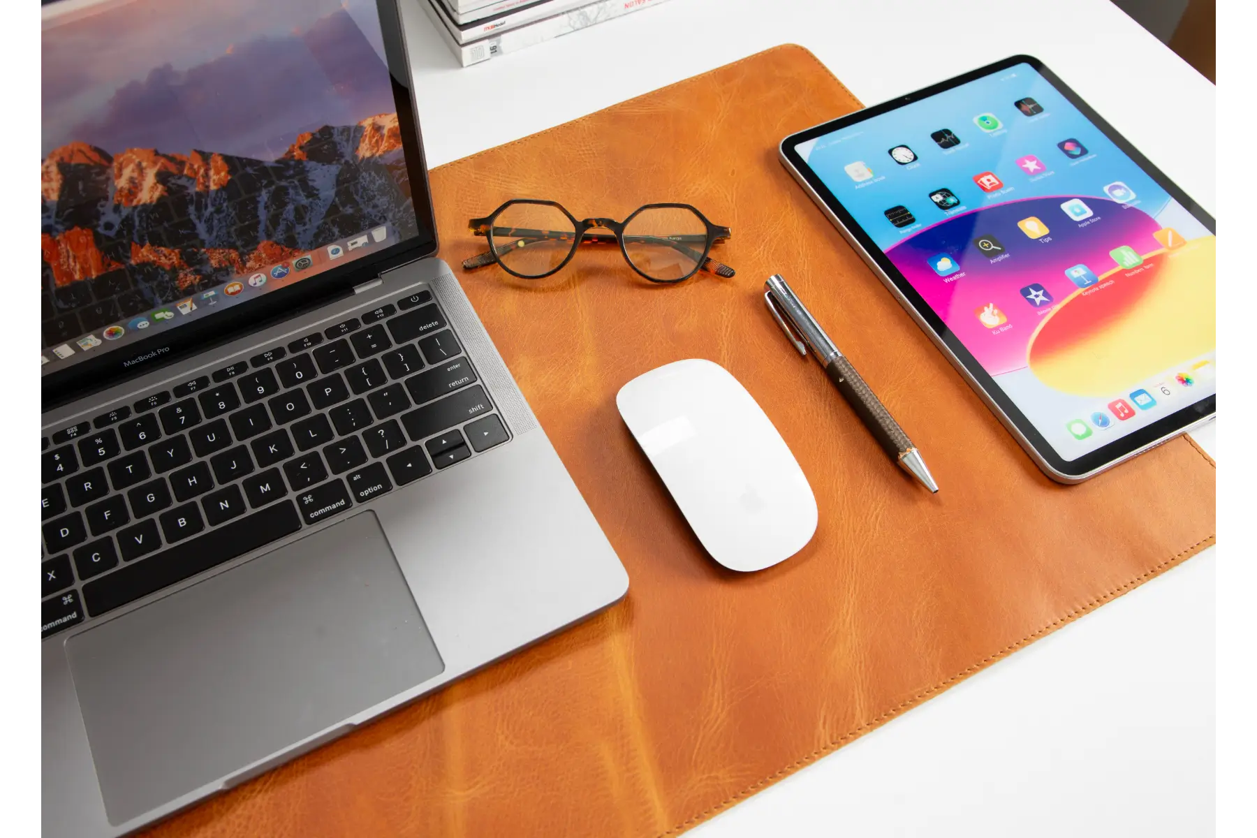 Camel Brown Leather Desk Mat-Medium Size