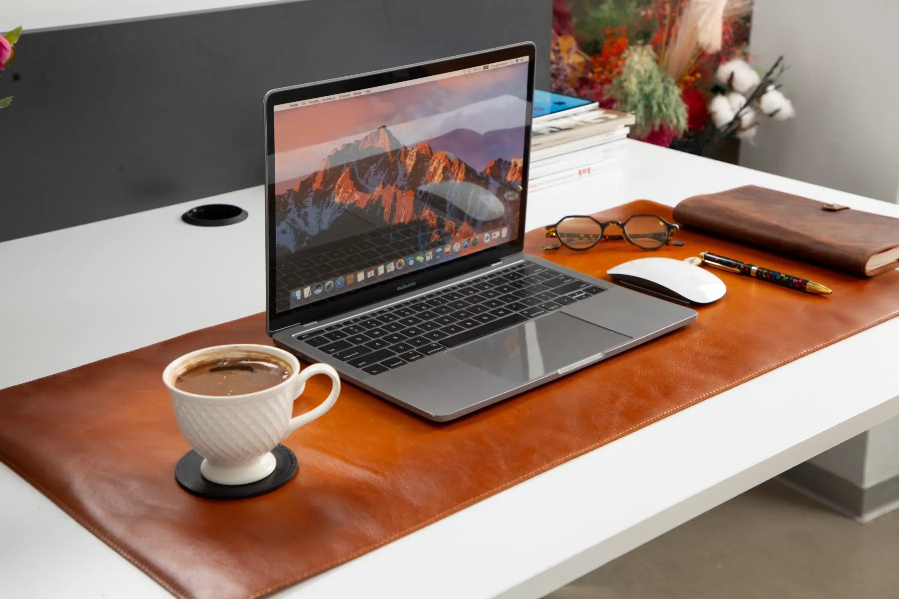 Burnished Tan Leather Desk Mat-Medium Size