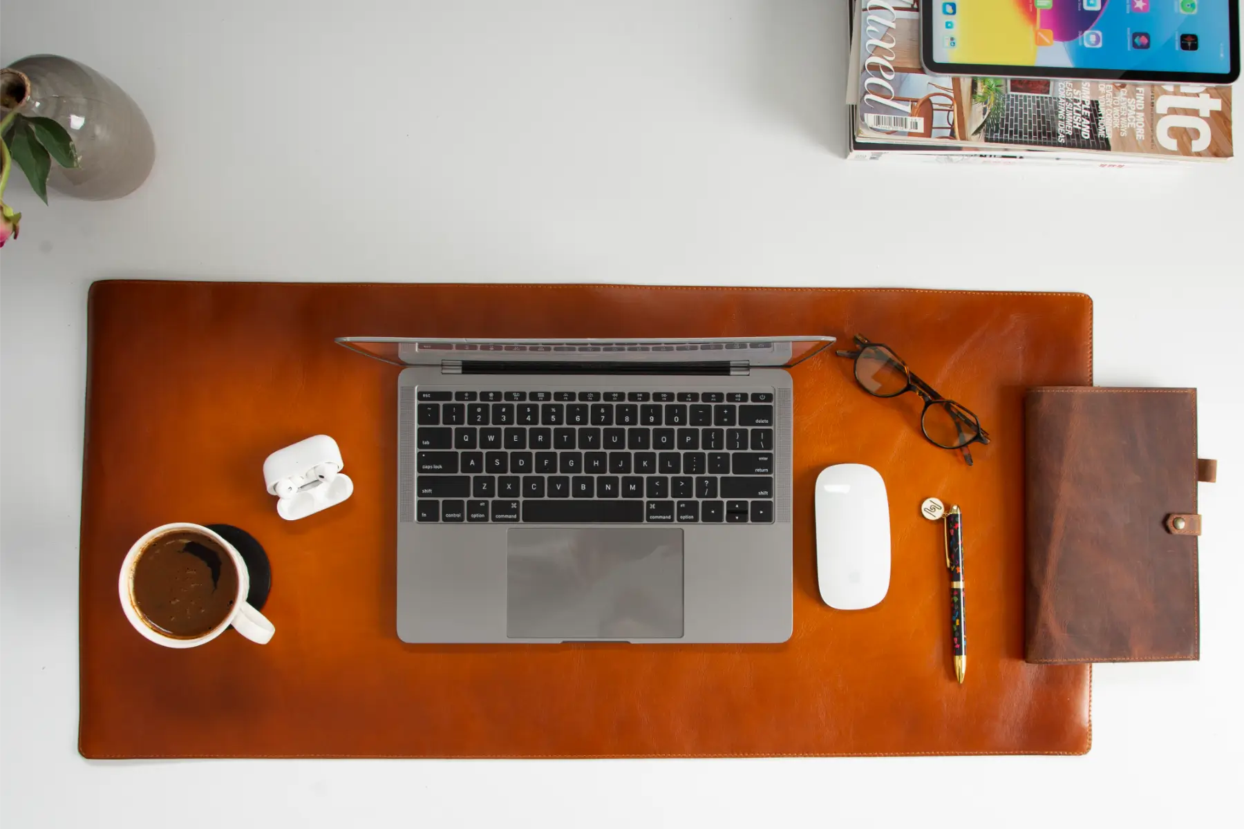 Burnished Tan Leather Desk Mat-Medium Size