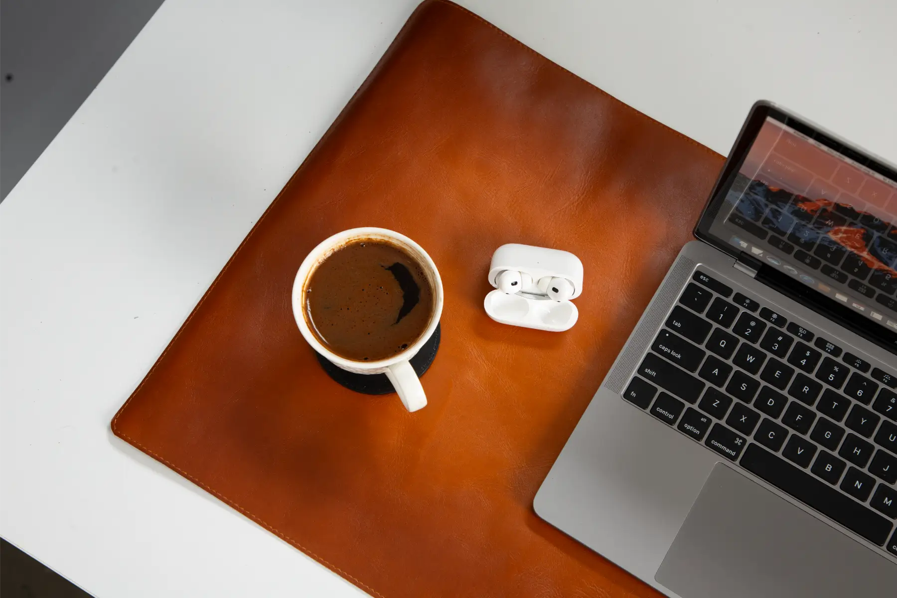 Burnished Tan Leather Desk Mat-Medium Size