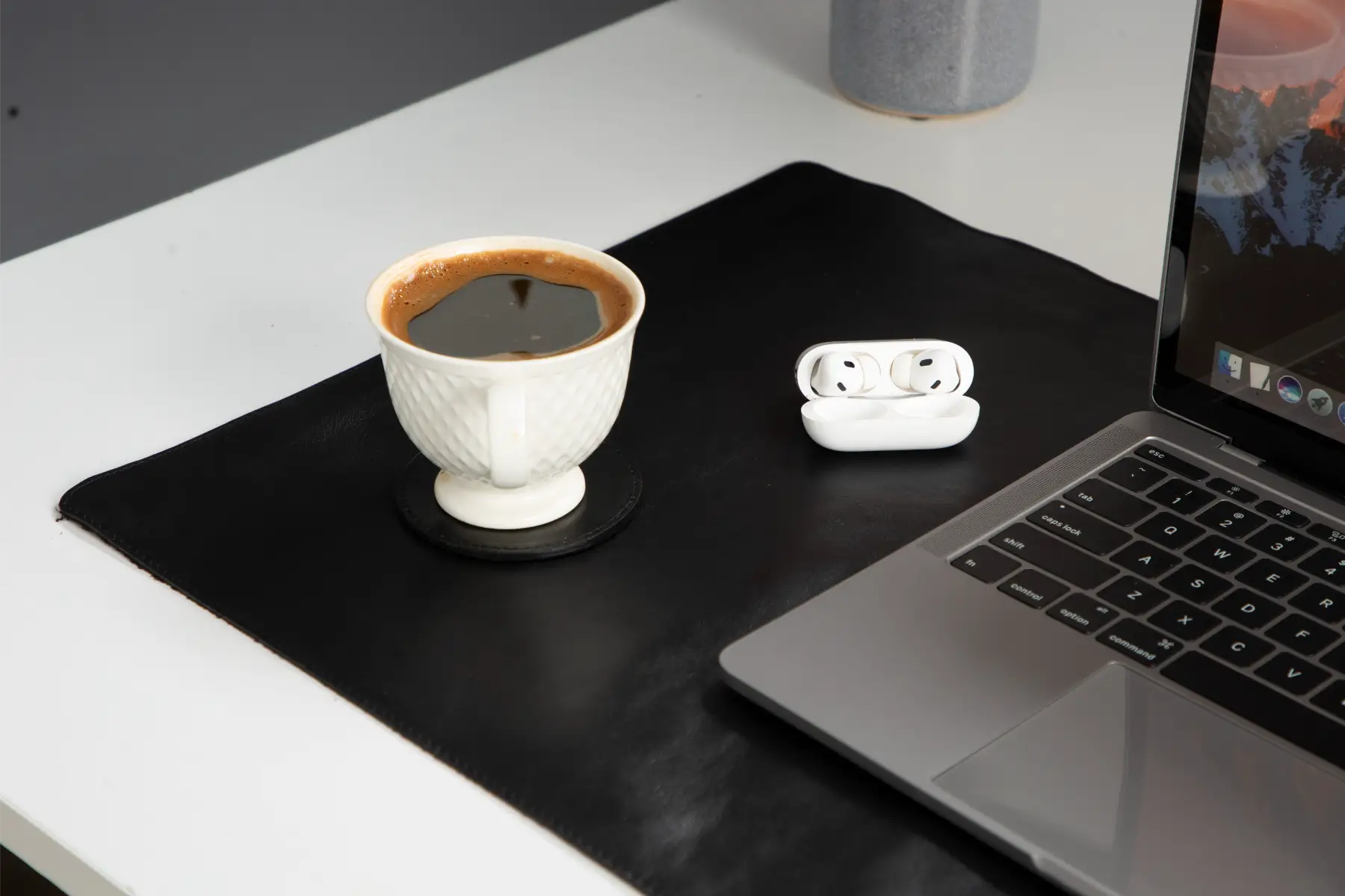 Black Leather Desk Mat-Medium Size