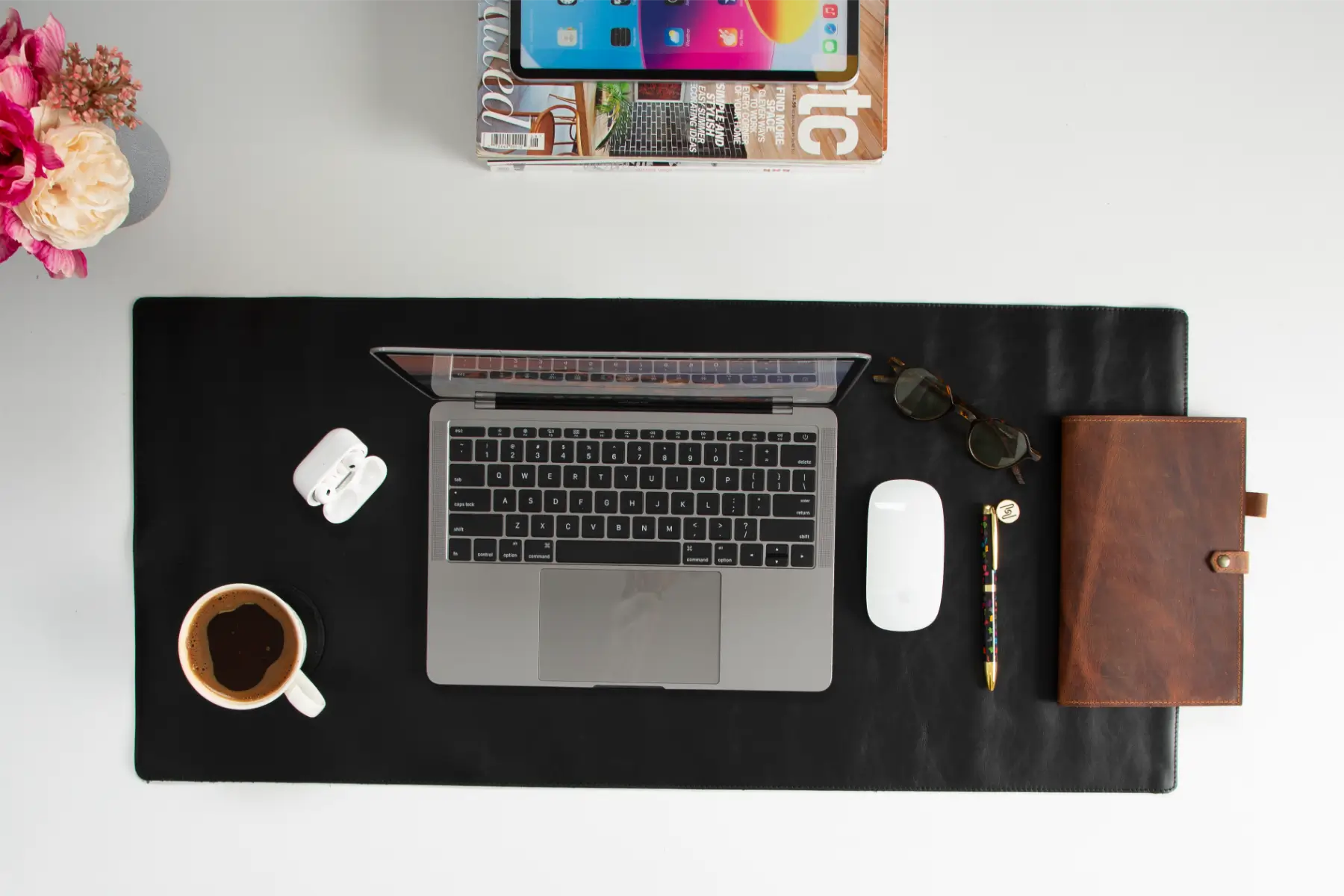 Black Leather Desk Mat-Medium Size