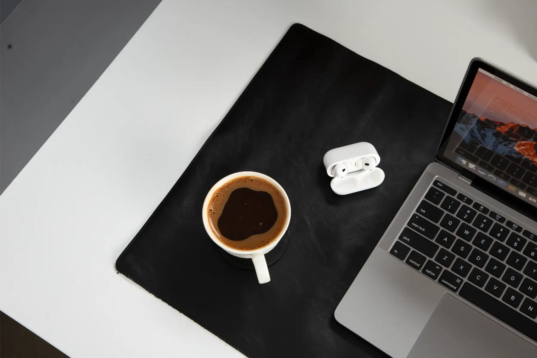 Black Leather Desk Mat-Medium Size