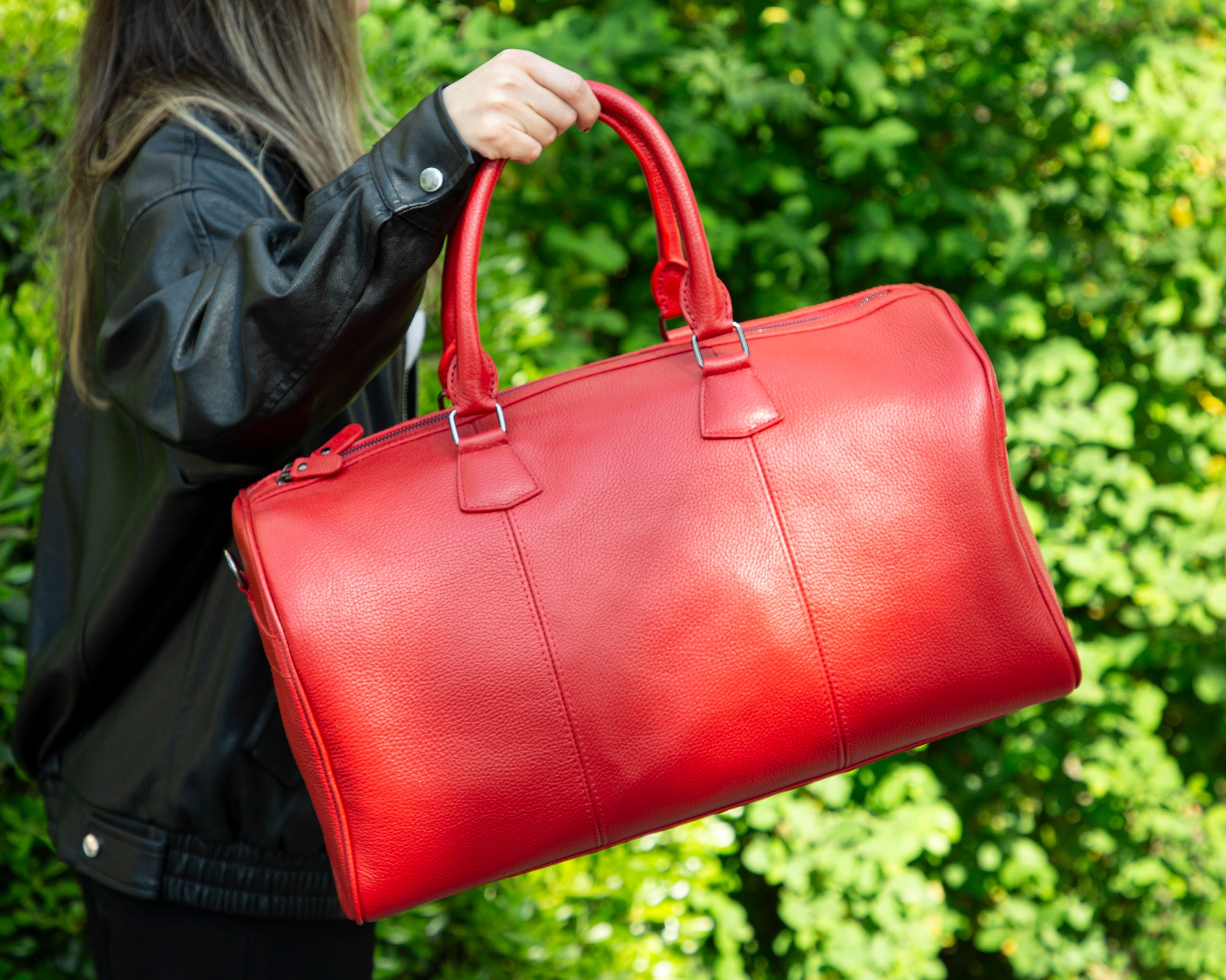 Red Leather Duffle Bag
