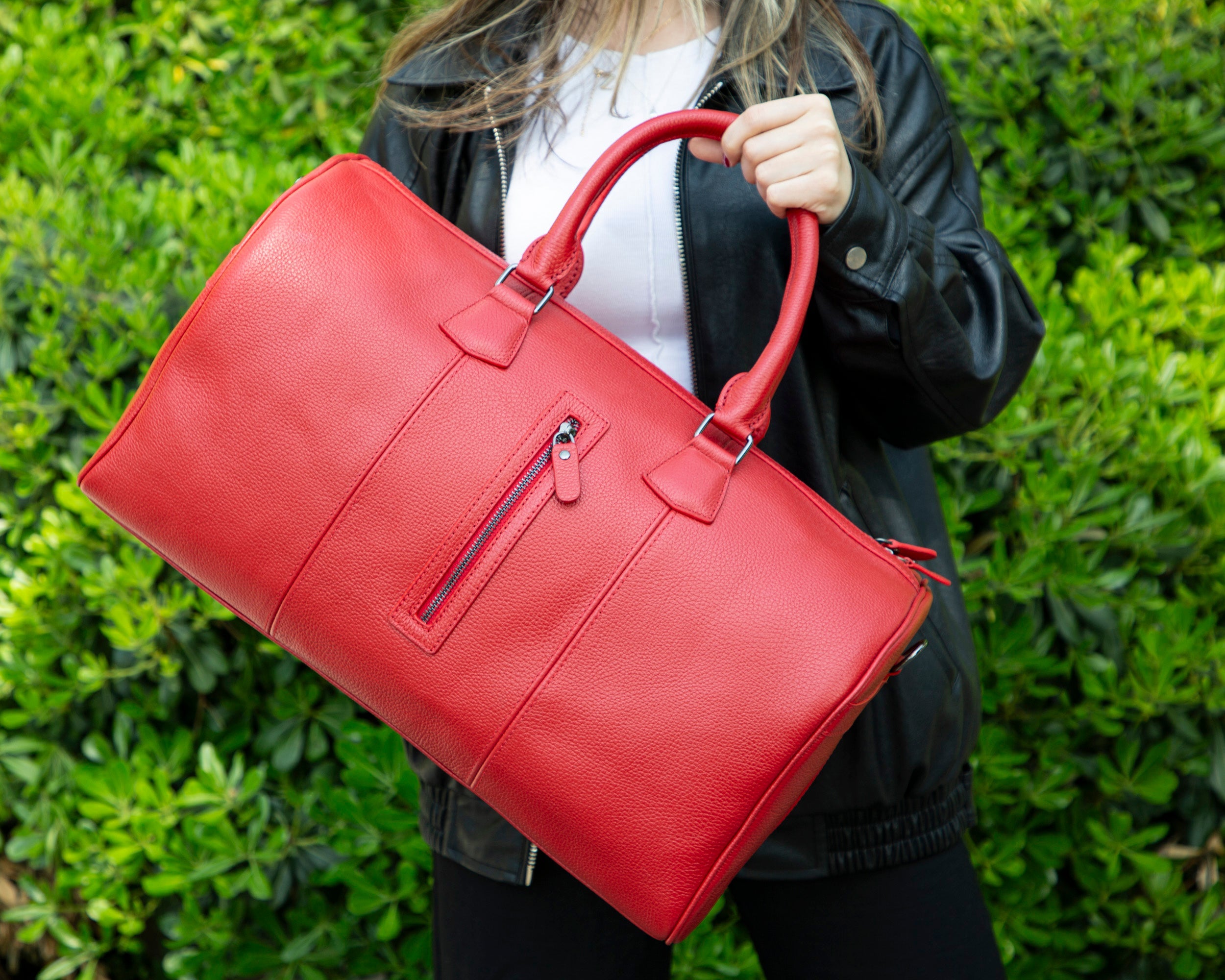 Red Leather Duffle Bag