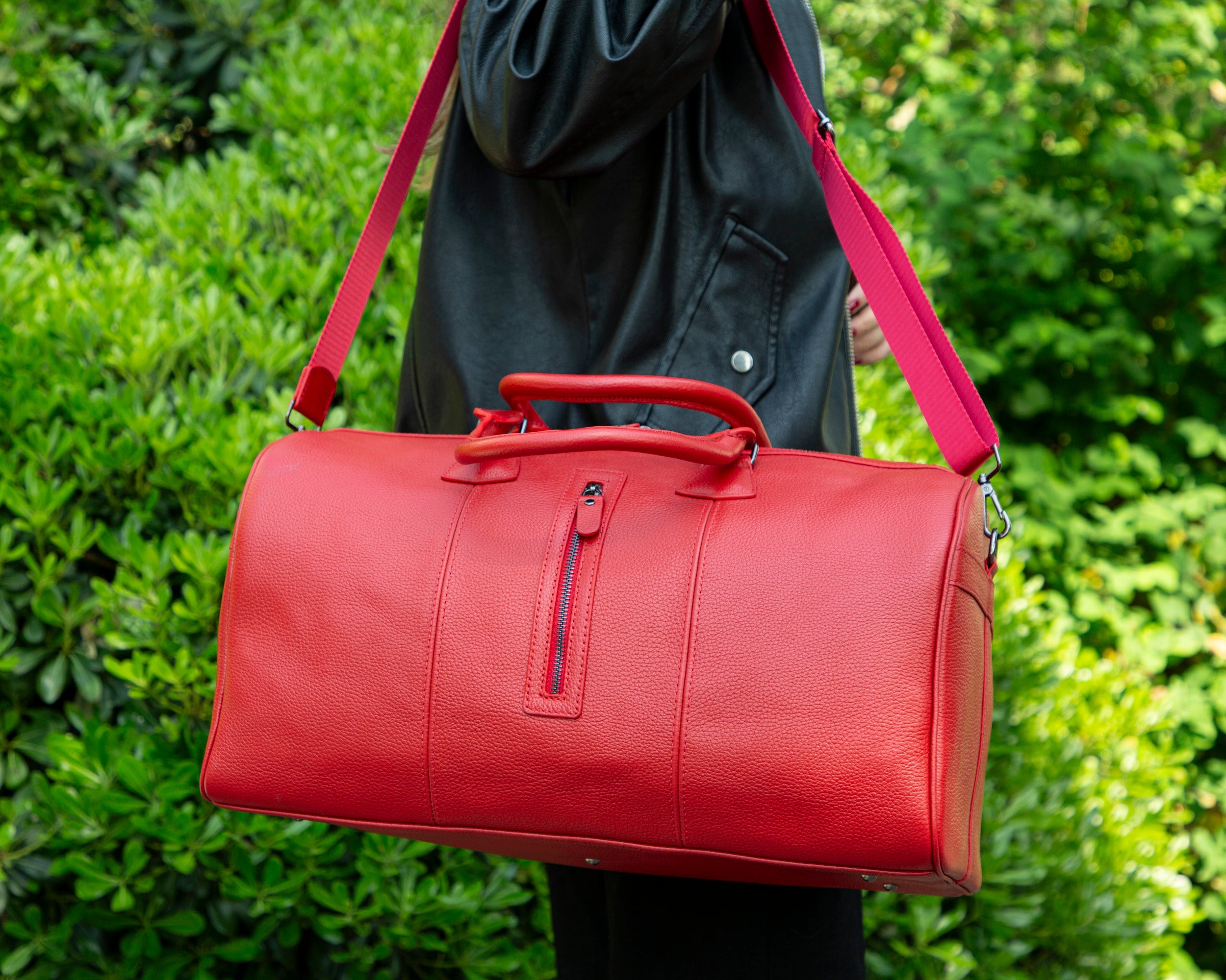 Red Leather Duffle Bag