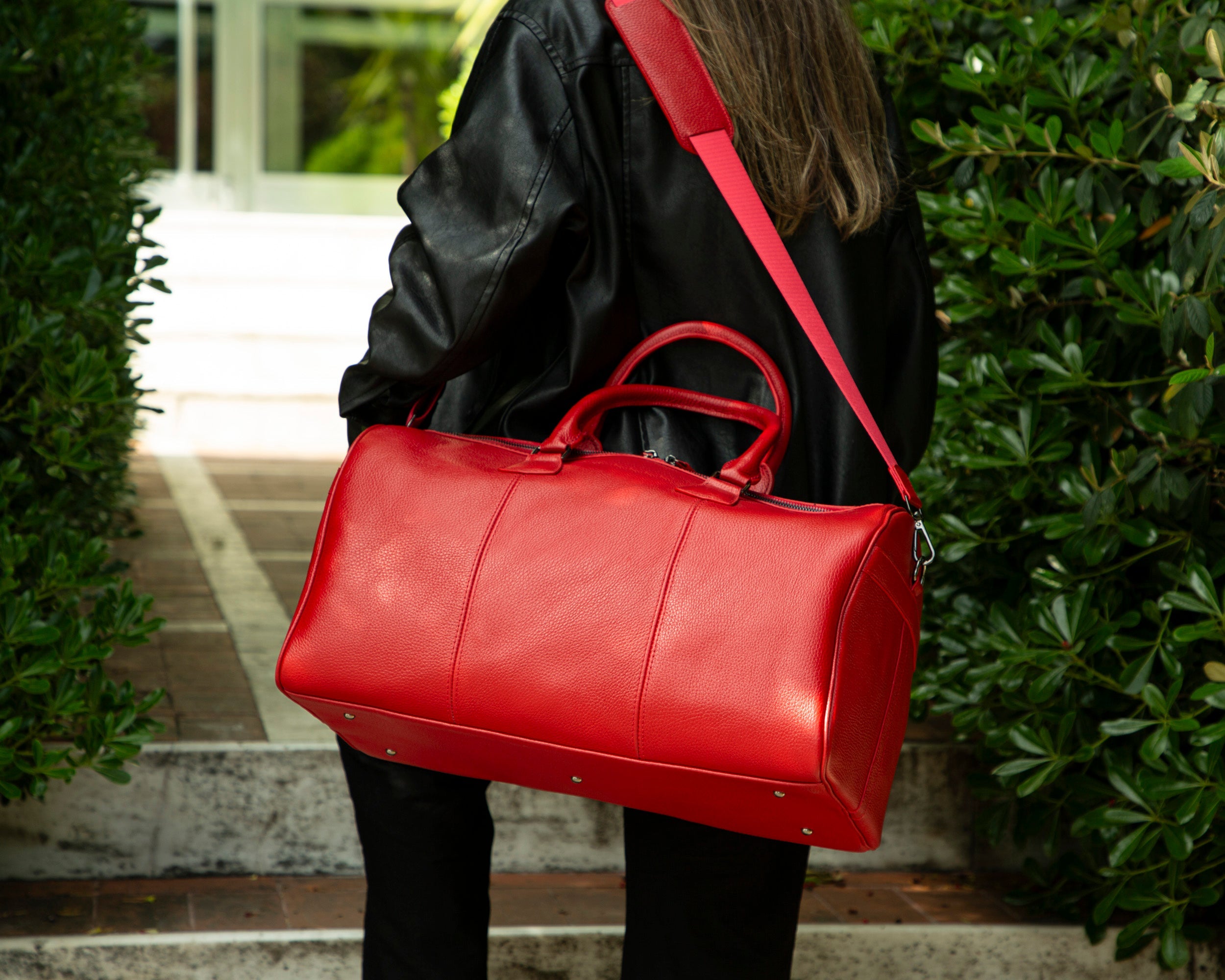Red Leather Duffle Bag