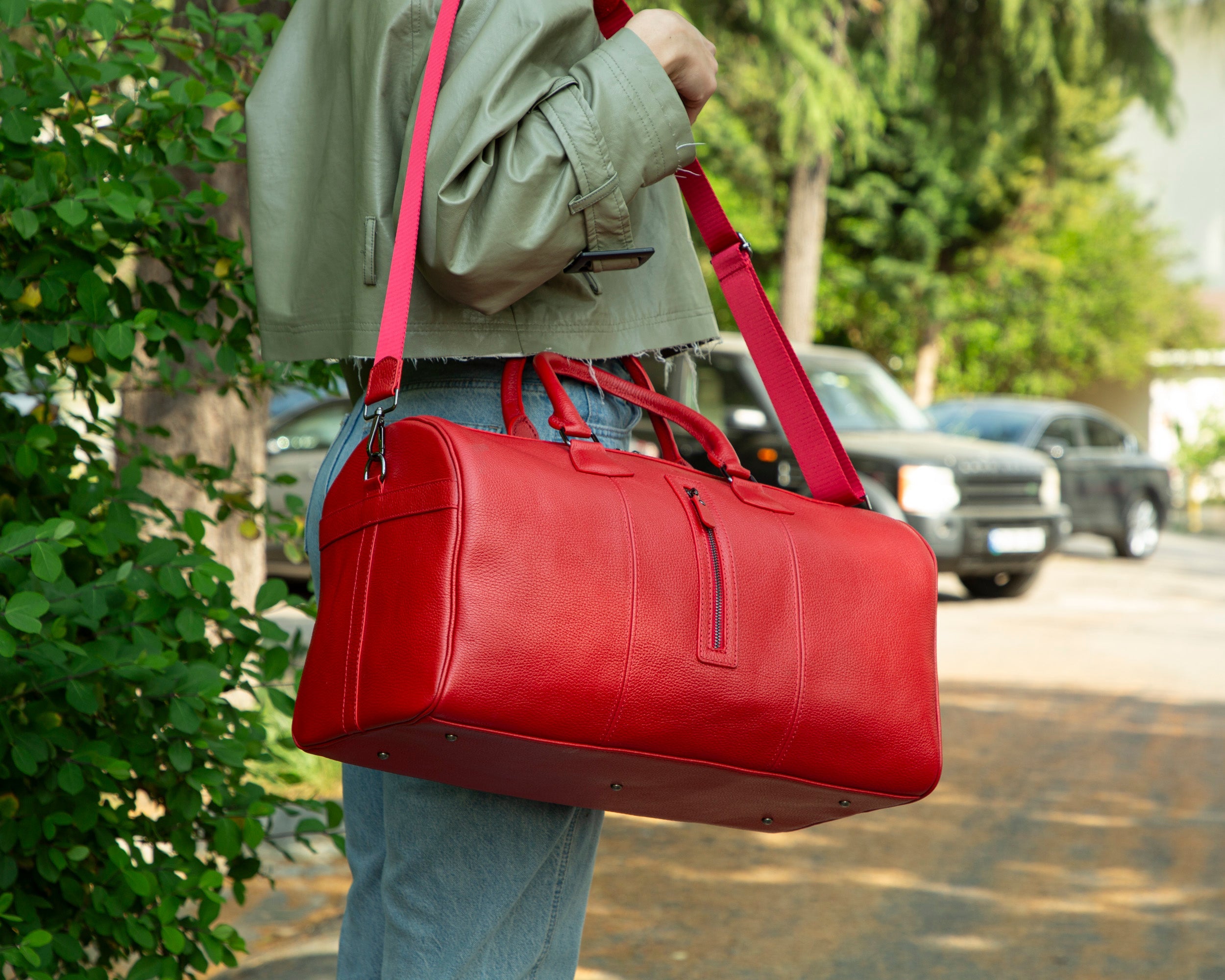 Red Leather Duffle Bag