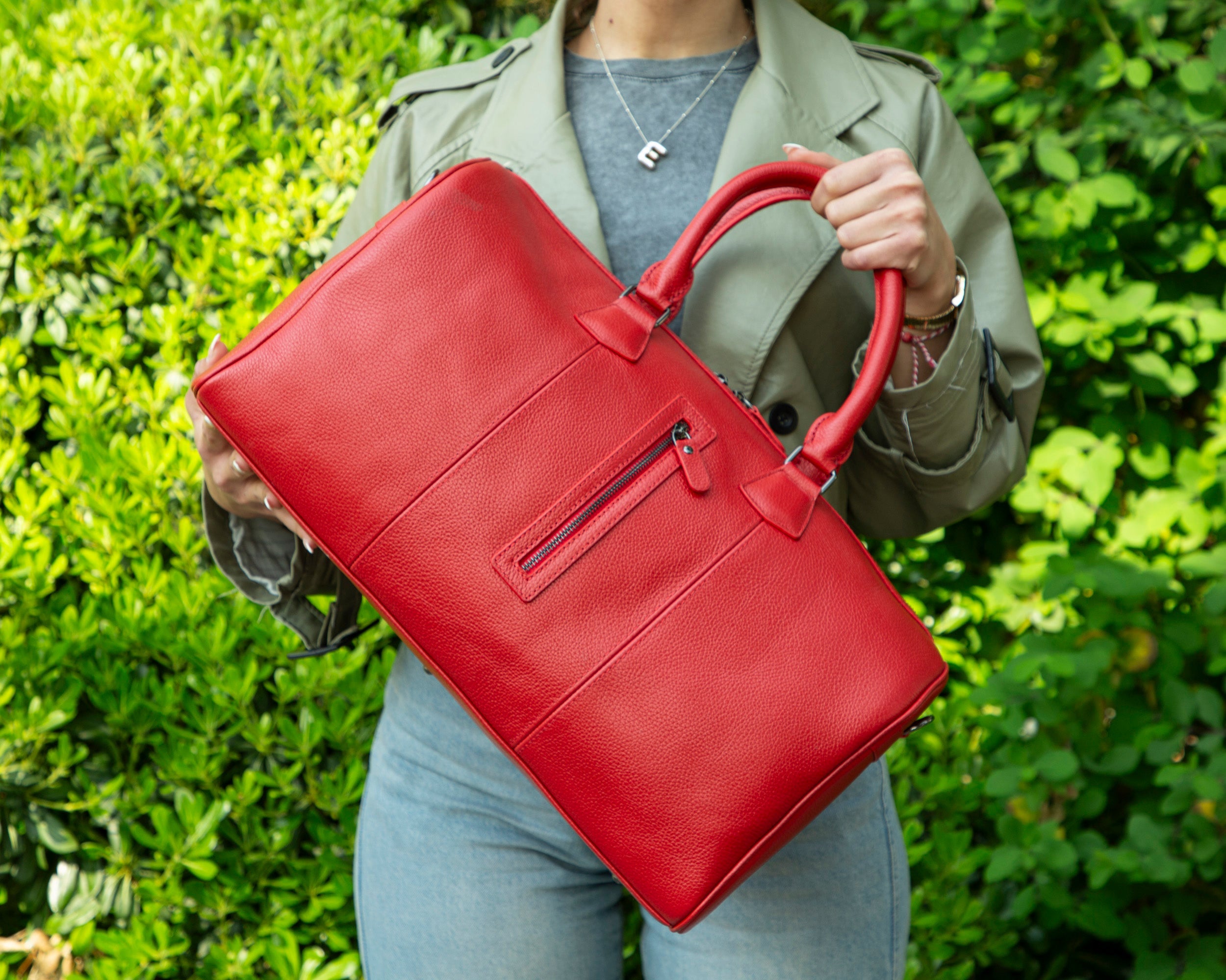 Red Leather Duffle Bag