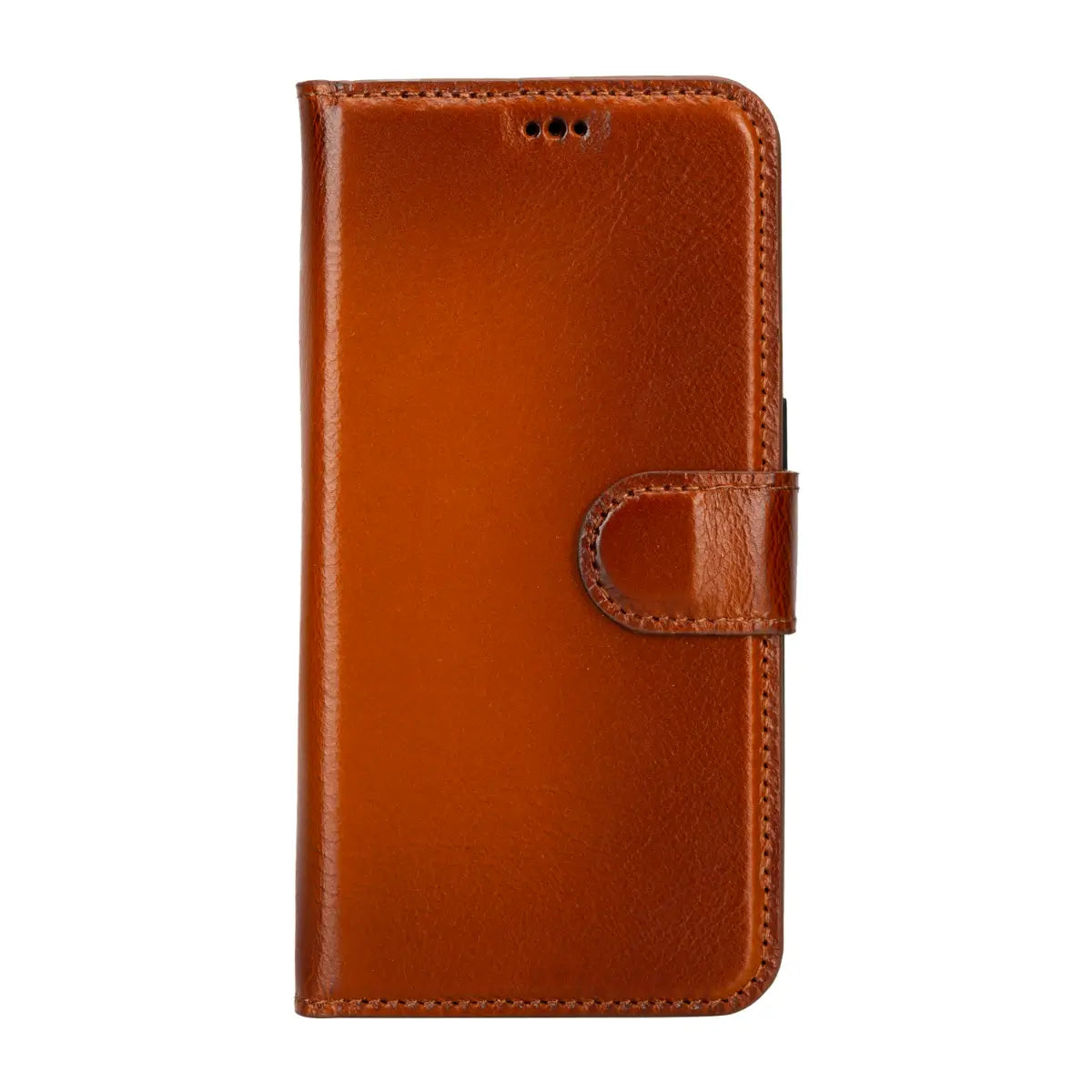 Burnished Tan Leather Wallet Case for iPhone 15 Pro