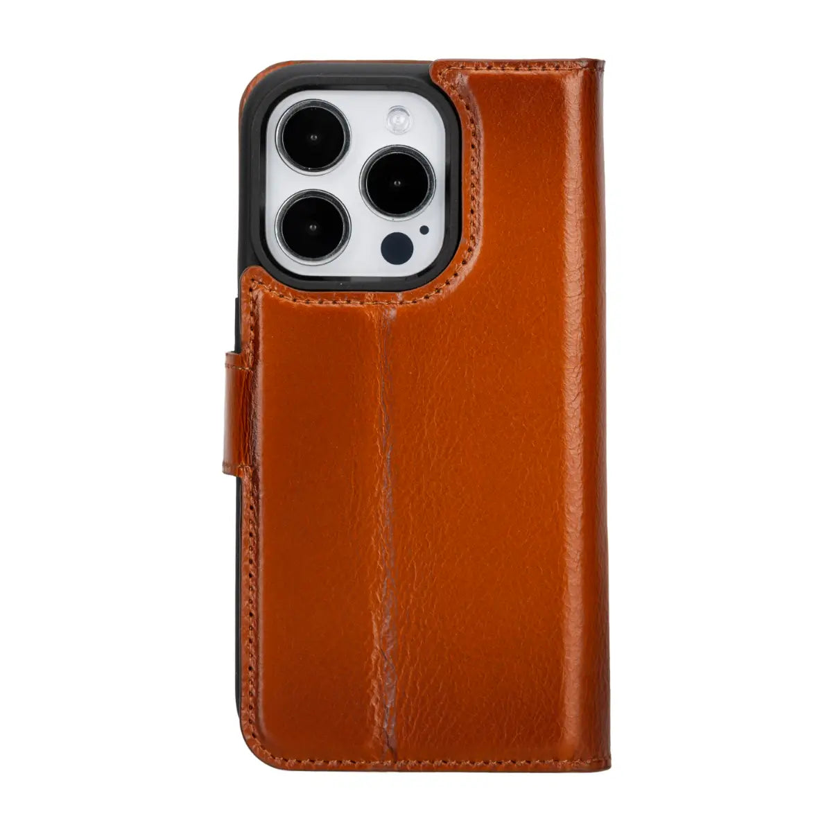 Burnished Tan Leather Wallet Case for iPhone 15 Pro