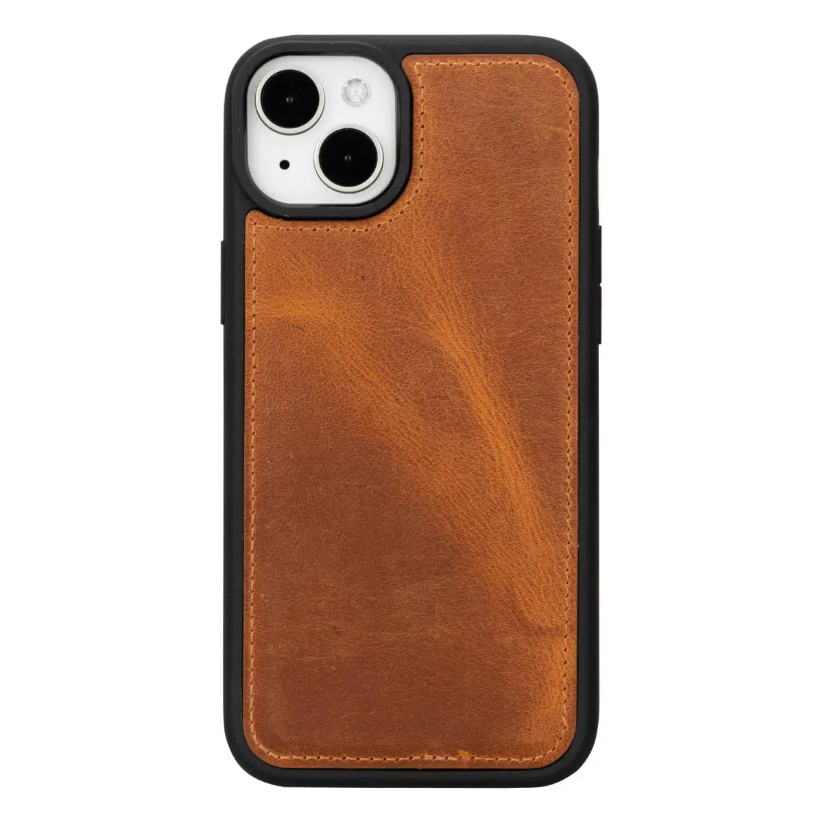 Camel Brown Leather Wallet Case for iPhone 15