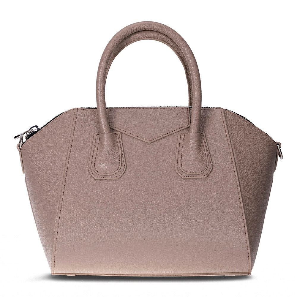 Alessia women's leather bag in mink, medium size, front view