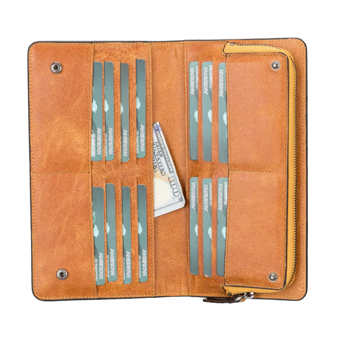 Women's Bifold Leather Wallet-Camel Brown (Ascona)