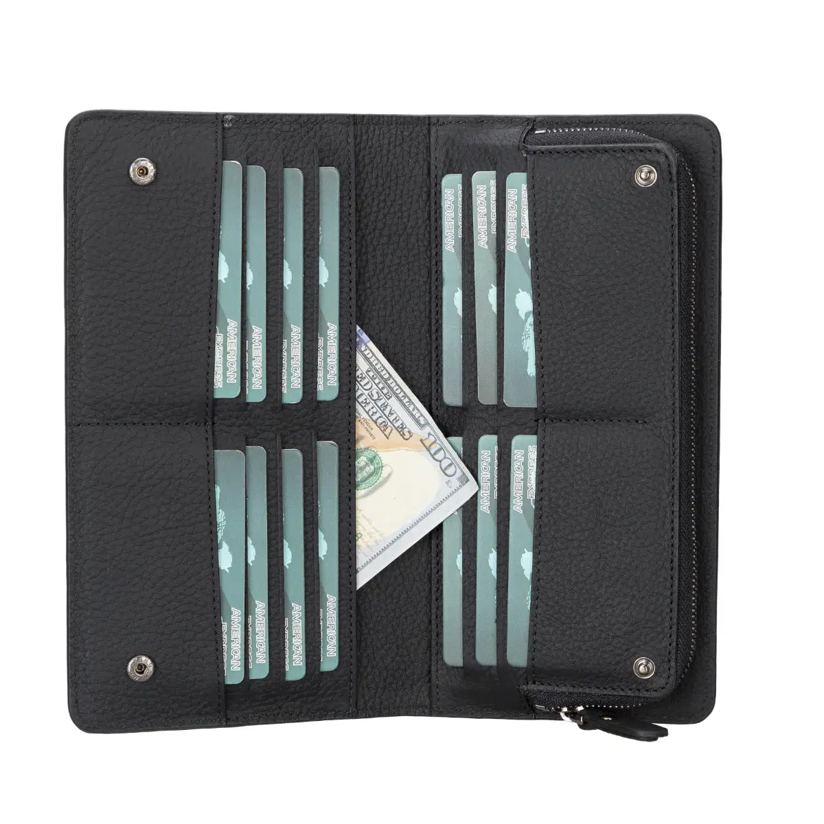 Women's Bifold Leather Wallet-Black (Ascona)