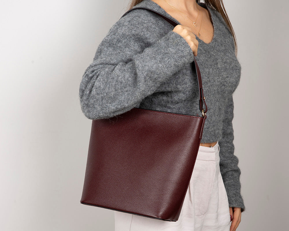 Elena Women's Leather Bag - Burgundy