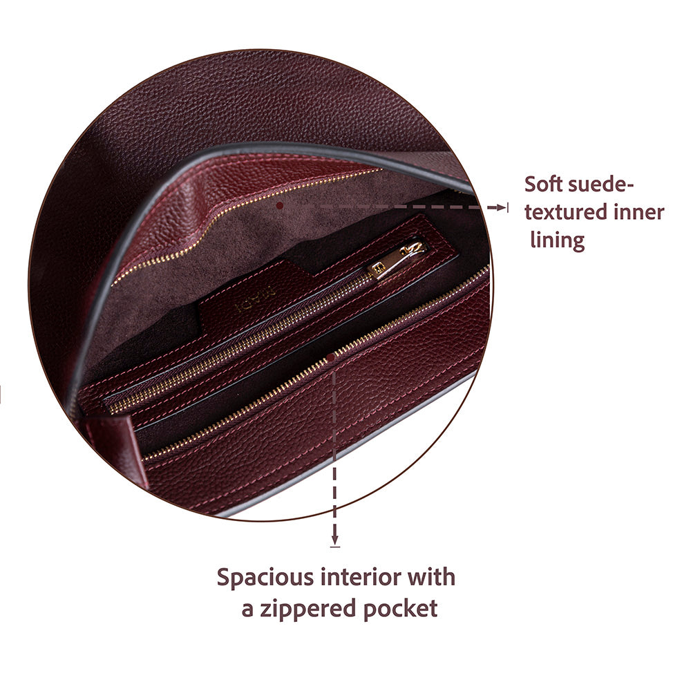 Elena Women's Leather Bag - Burgundy