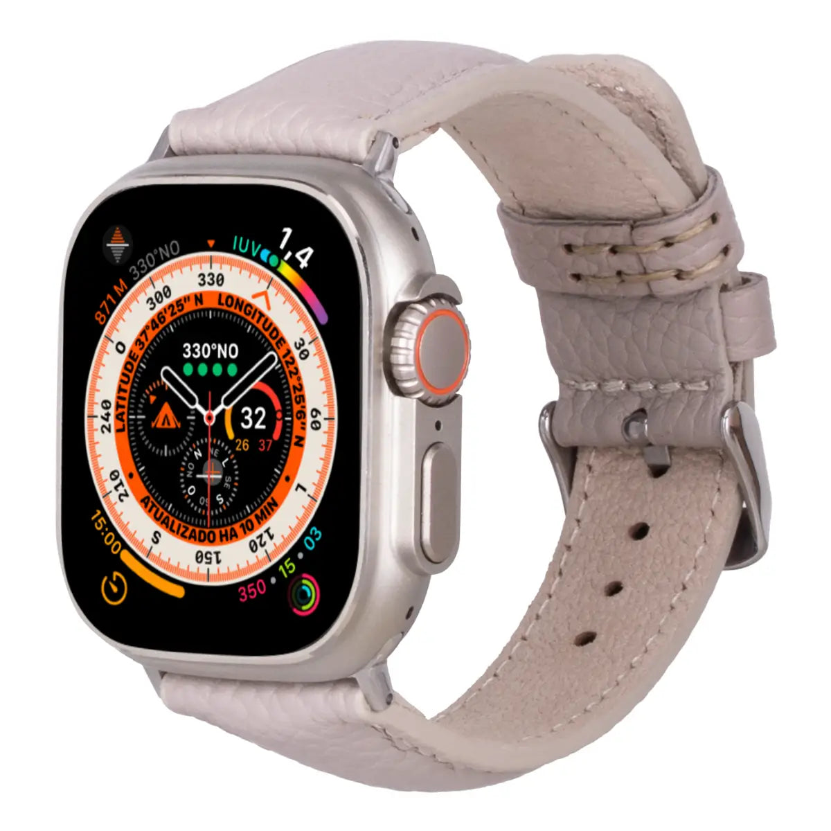 Beige Leather Classic Apple Watch Band