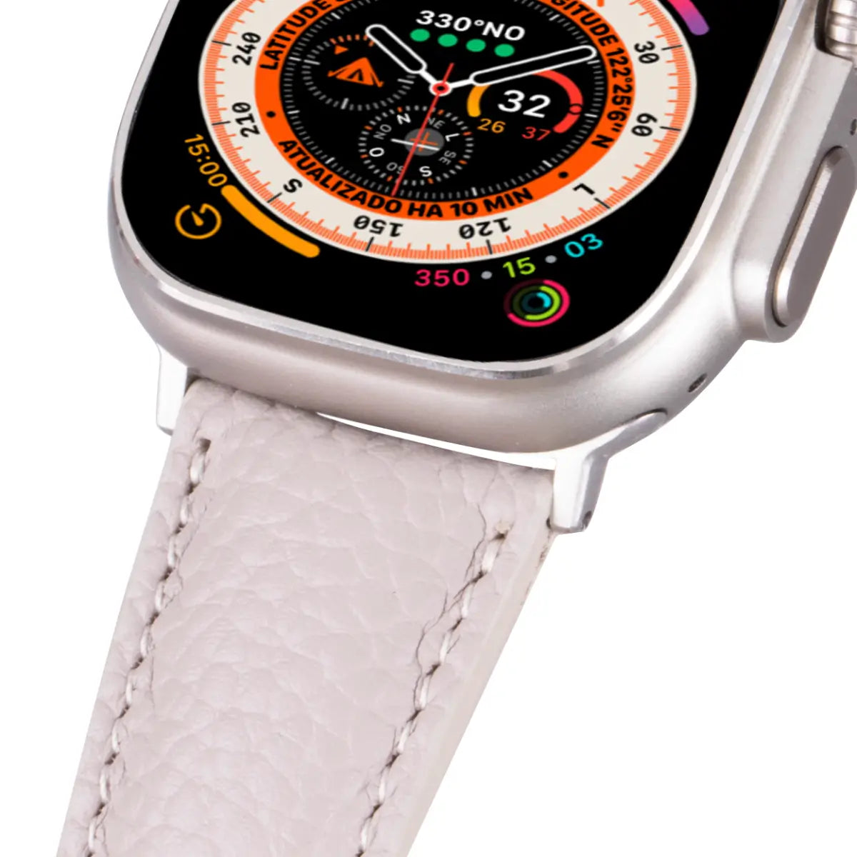 Beige Leather Classic Apple Watch Band