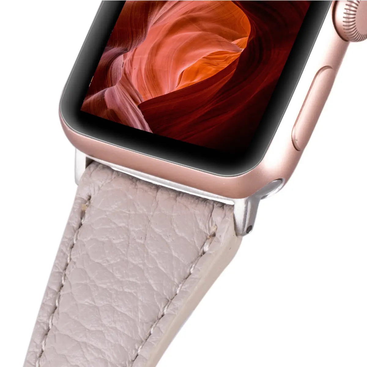 Beige Leather Slim Apple Watch Band