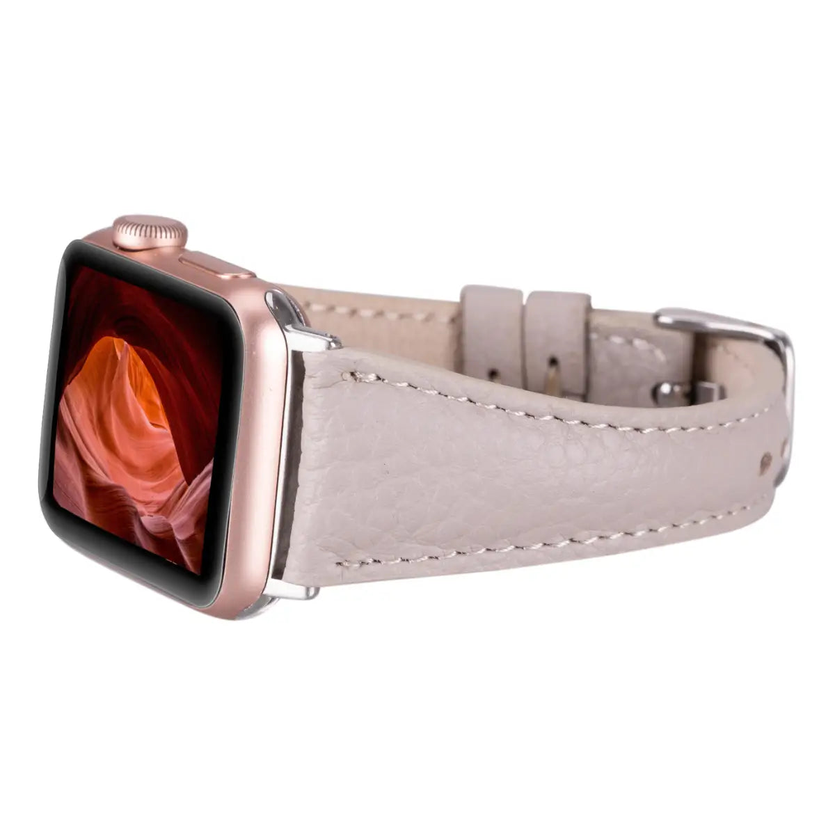 Beige Leather Slim Apple Watch Band