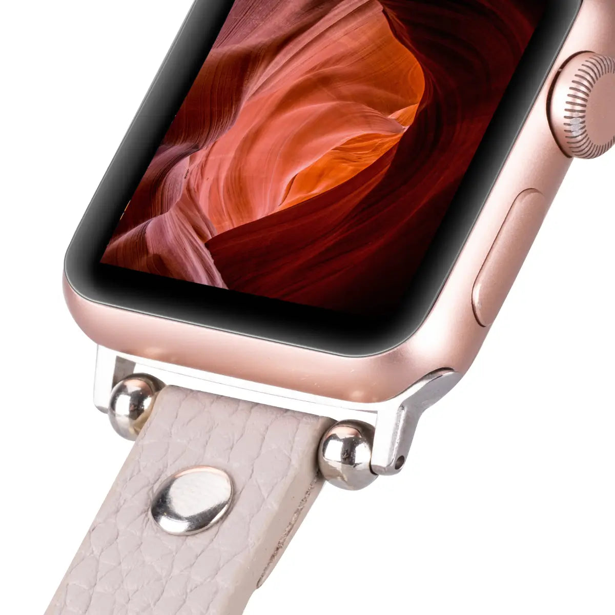 Beige Leather Ultra Slim Apple Watch Band