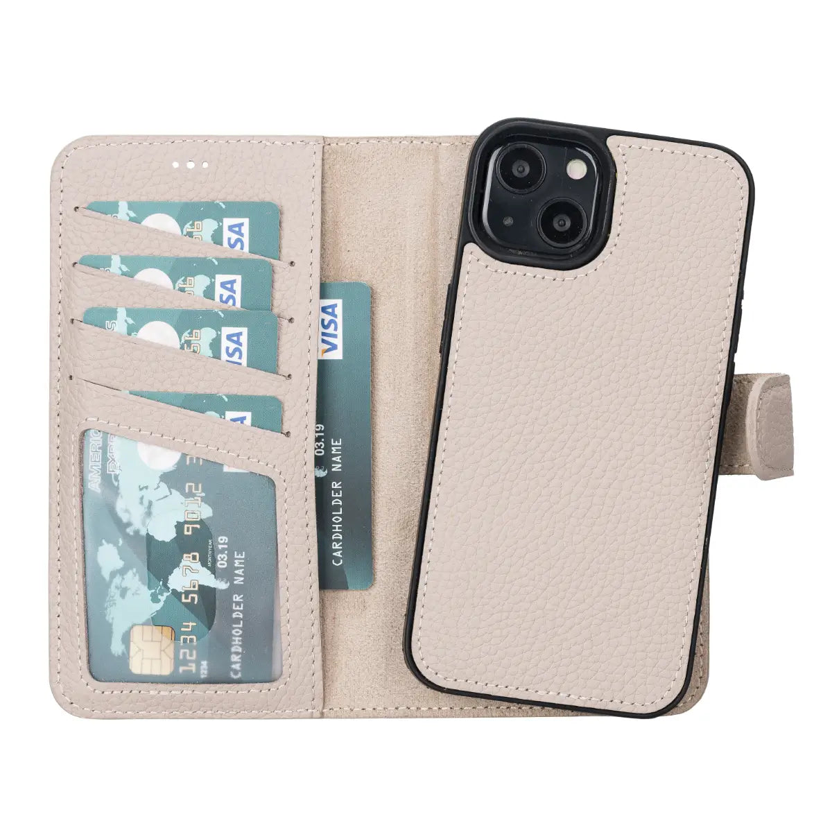 Beige iPhone 13 Leather Case-O2 Leather