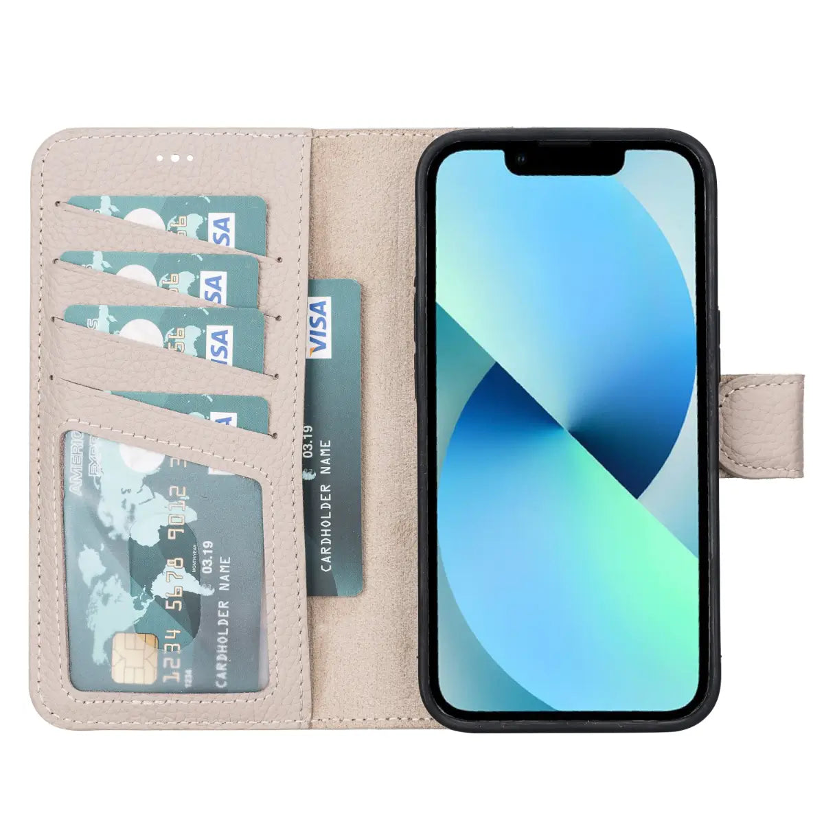 Beige iPhone 13 Leather Case-O2 Leather