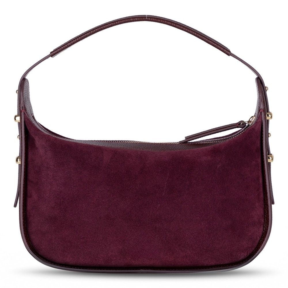 Back angle view of Bellara women's Burgundy leather bag