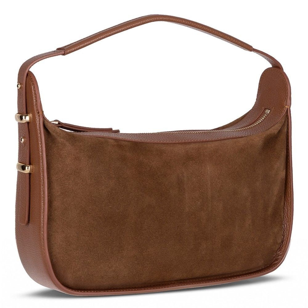 Side view of Bellara women's tan leather bag