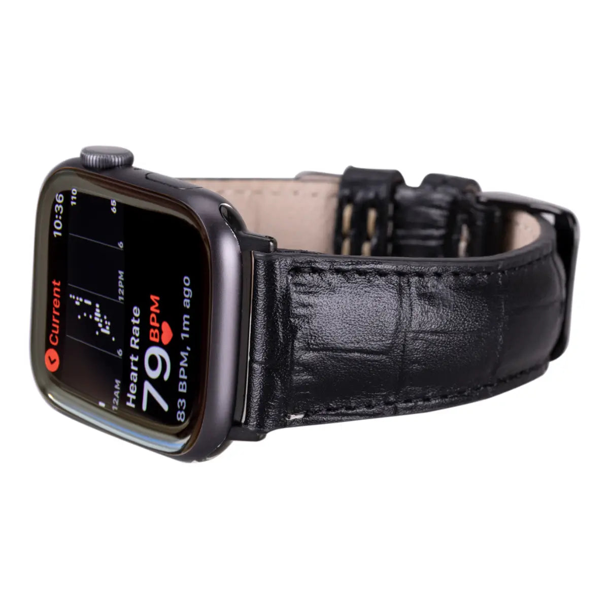 Black Croco Leather Apple Watch Band