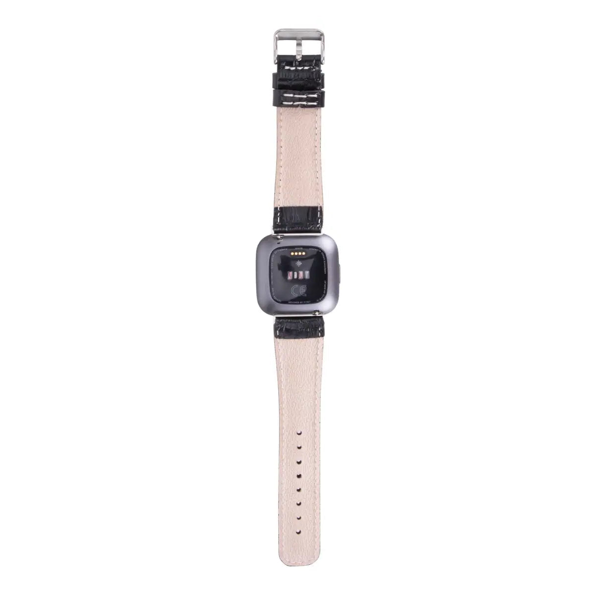 Black Croco Pattern Leather Fitbit Watch Band